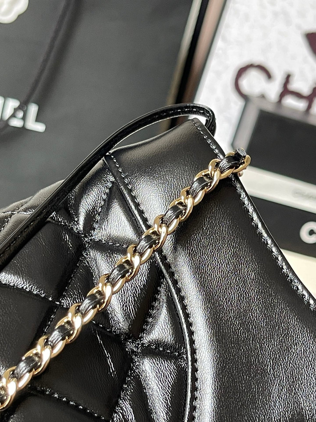 CHANEL MEDIUM 36 SHOPPING BAG IN BLACK CALFSKIN