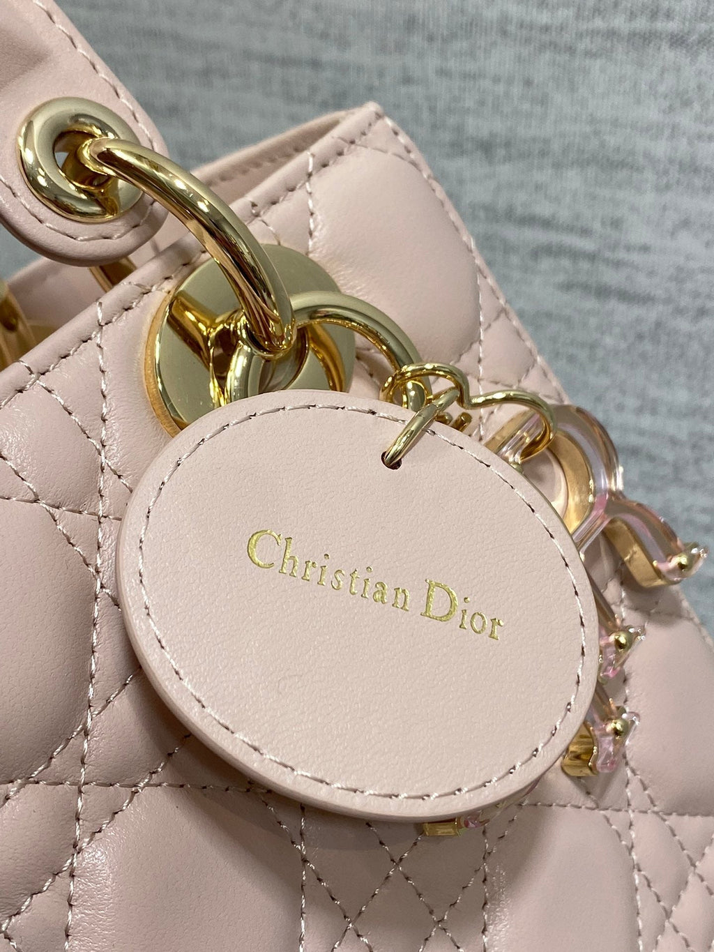 DIOR LADY MINI BAG 20 IN LIGHT PINK LAMBSKIN