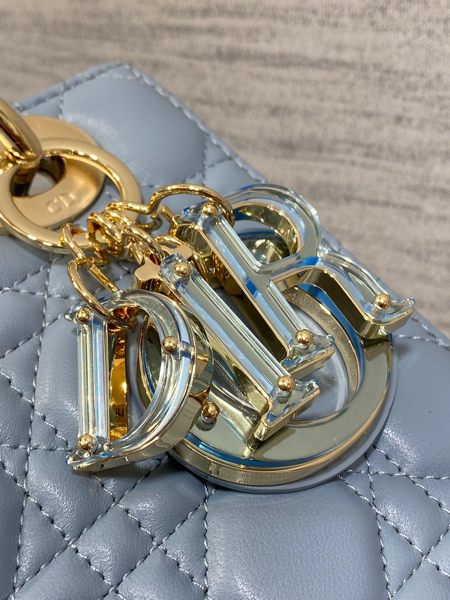 DIOR LADY MINI BAG 20 IN CERULEAN BLUE LAMBSKIN