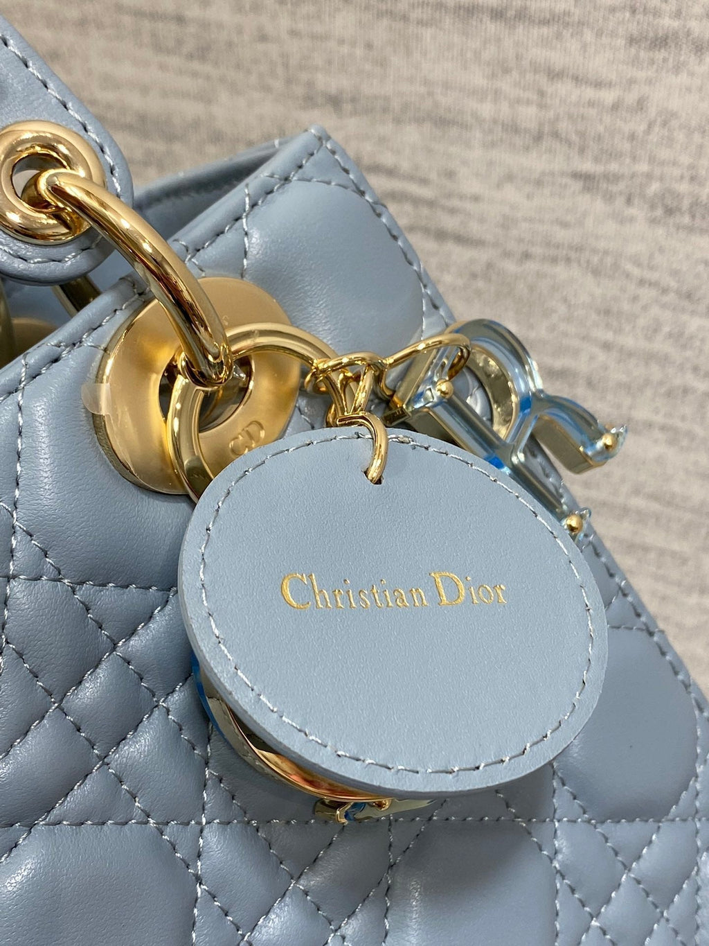 DIOR LADY MINI BAG 20 IN CERULEAN BLUE LAMBSKIN