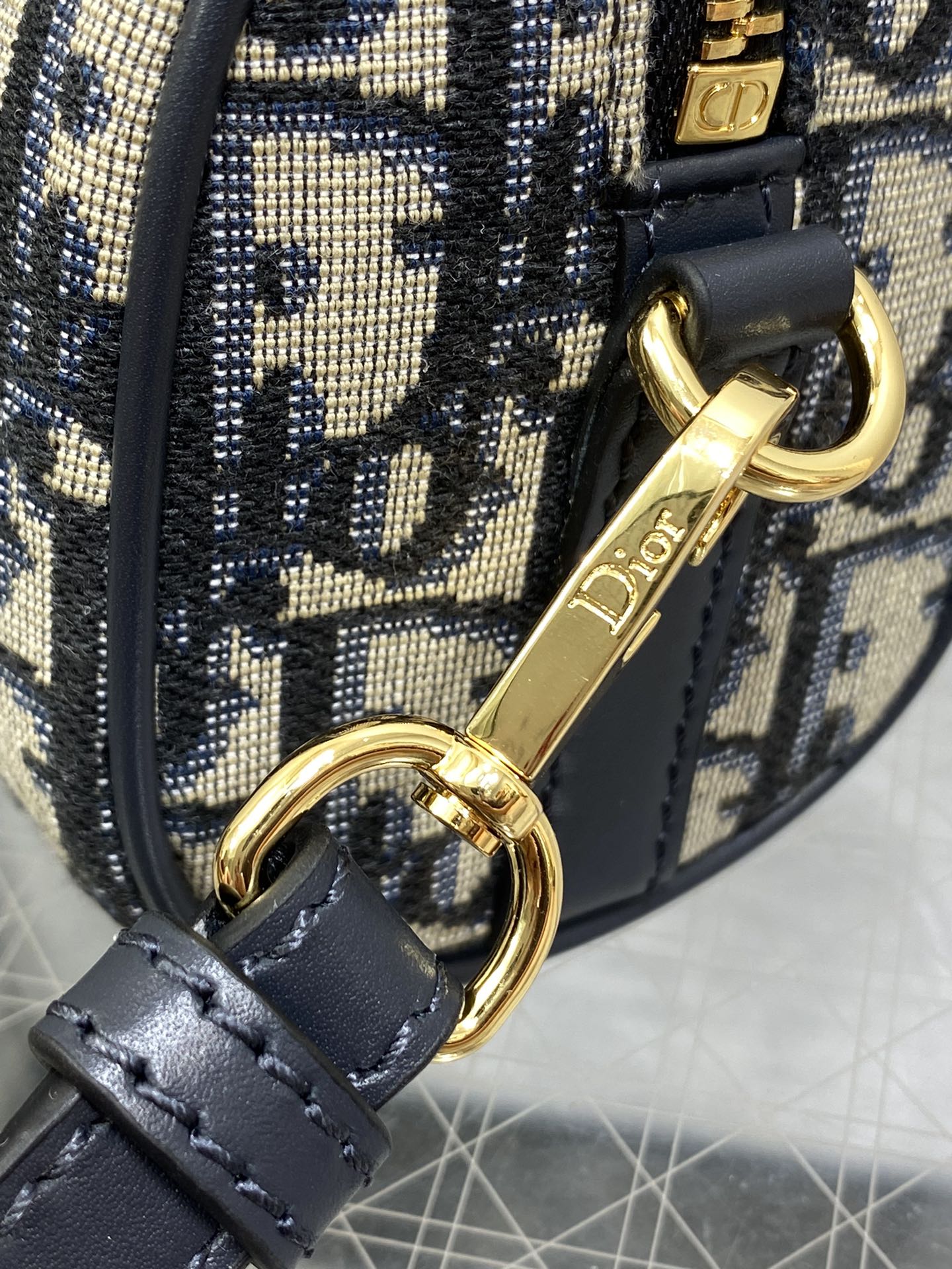 DIOR GROOVE MINI 17 BAG IN BLACK MIX BEIGE OBLIQUE MONOGRAM JACQUARD
