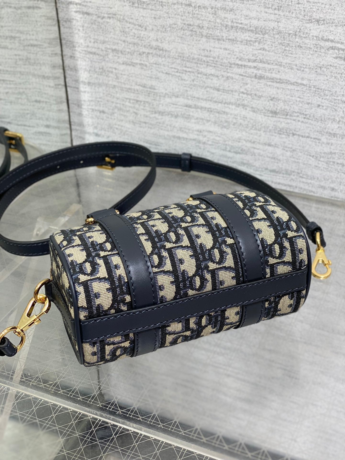 DIOR GROOVE MINI 17 BAG IN BLACK MIX BEIGE OBLIQUE MONOGRAM JACQUARD