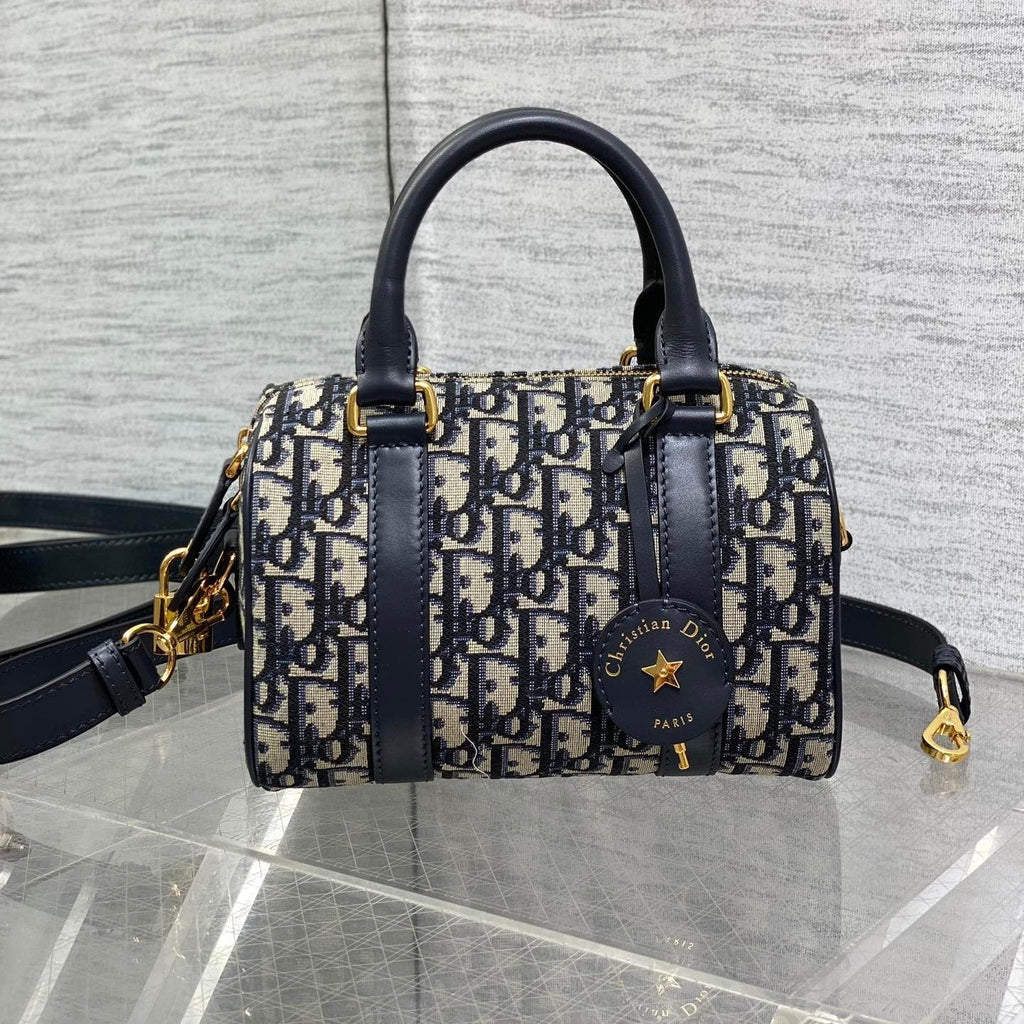 DIOR GROOVE 20 BAG IN BLACK MIX BEIGE OBLIQUE MONOGRAM JACQUARD