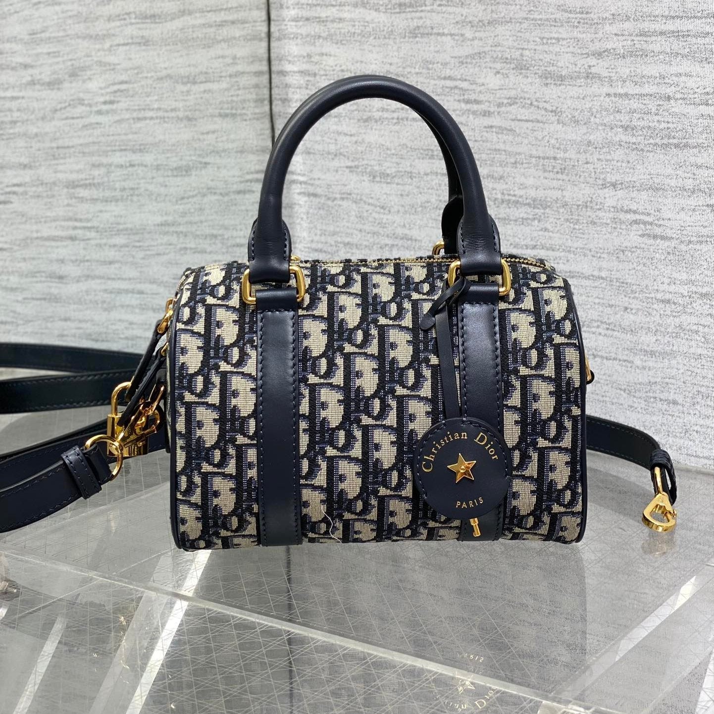DIOR GROOVE 20 BAG IN BLACK MIX BEIGE OBLIQUE MONOGRAM JACQUARD