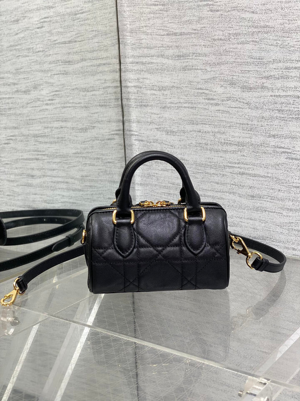 DIOR GROOVE MINI 17 BAG IN BLACK LAMBSKIN