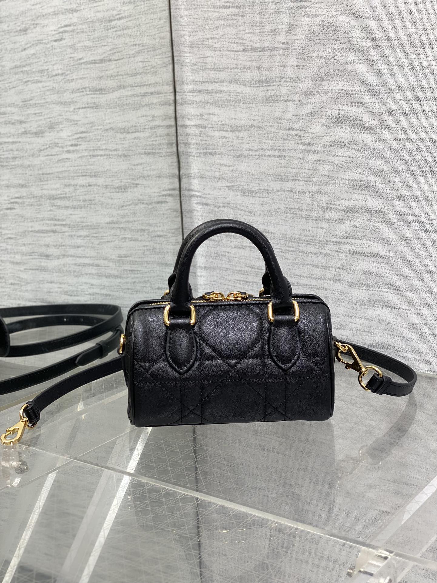 DIOR GROOVE MINI 17 BAG IN BLACK LAMBSKIN