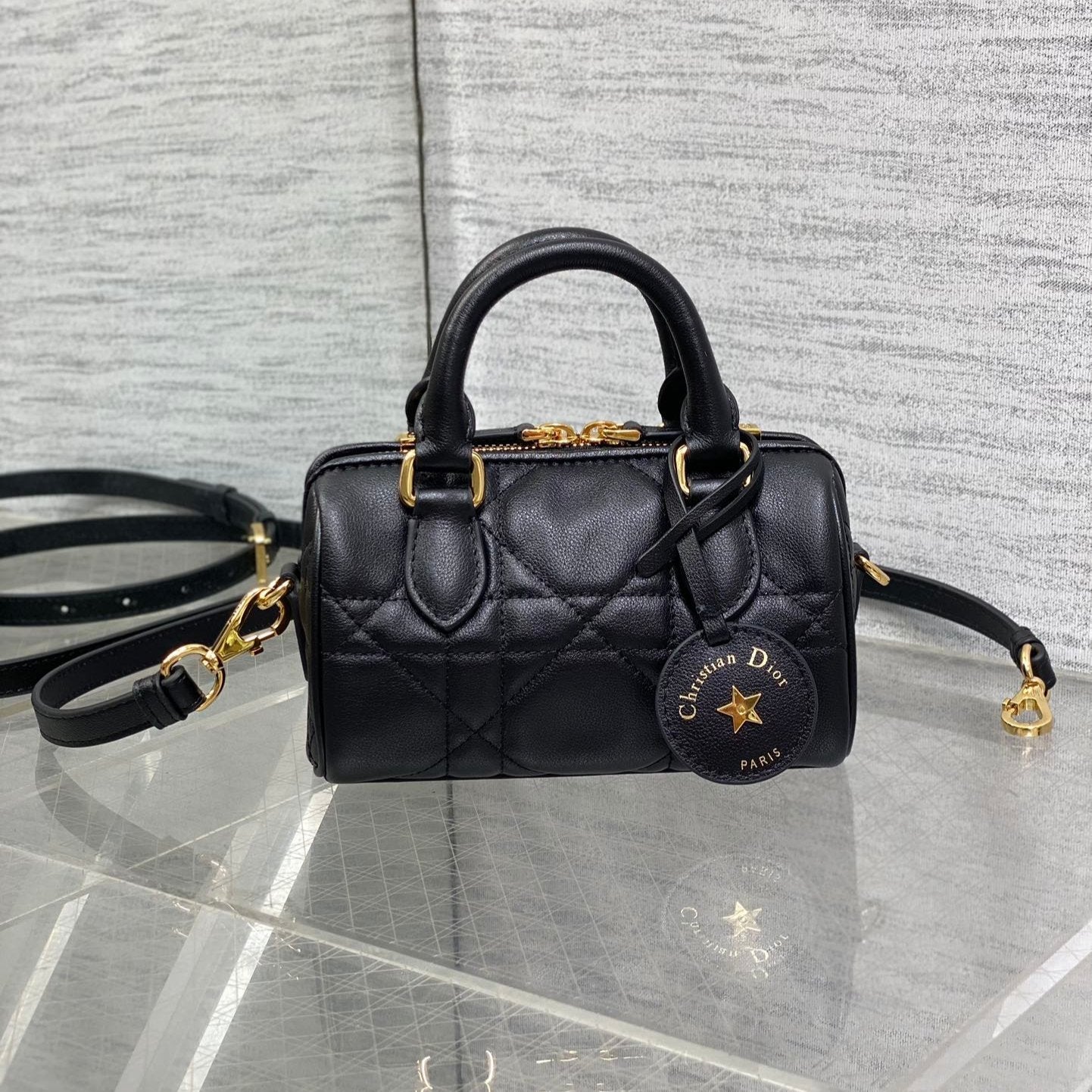 DIOR GROOVE MINI 17 BAG IN BLACK LAMBSKIN