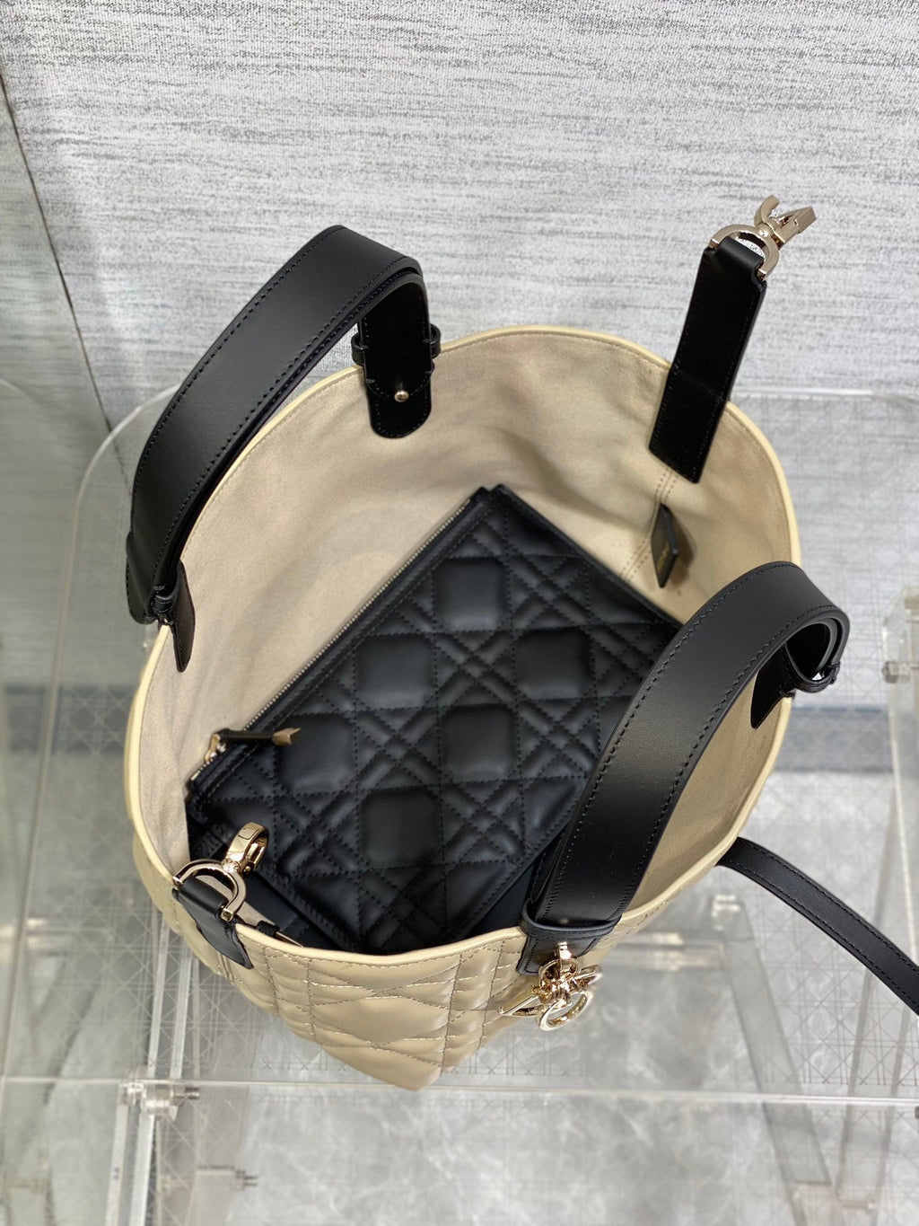DIOR ALWAYS MINI 23 BAG IN IVORY TAN MACROCANNAGE CALFSKIN