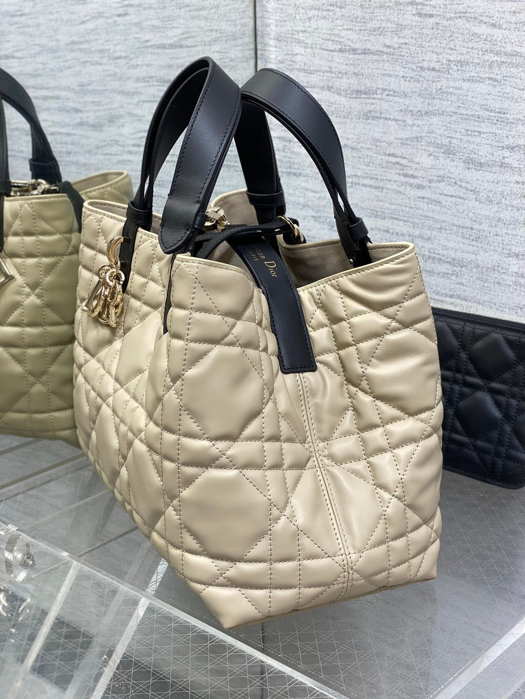DIOR ALWAYS MINI 28 BAG IN IVORY TAN MACROCANNAGE CALFSKIN