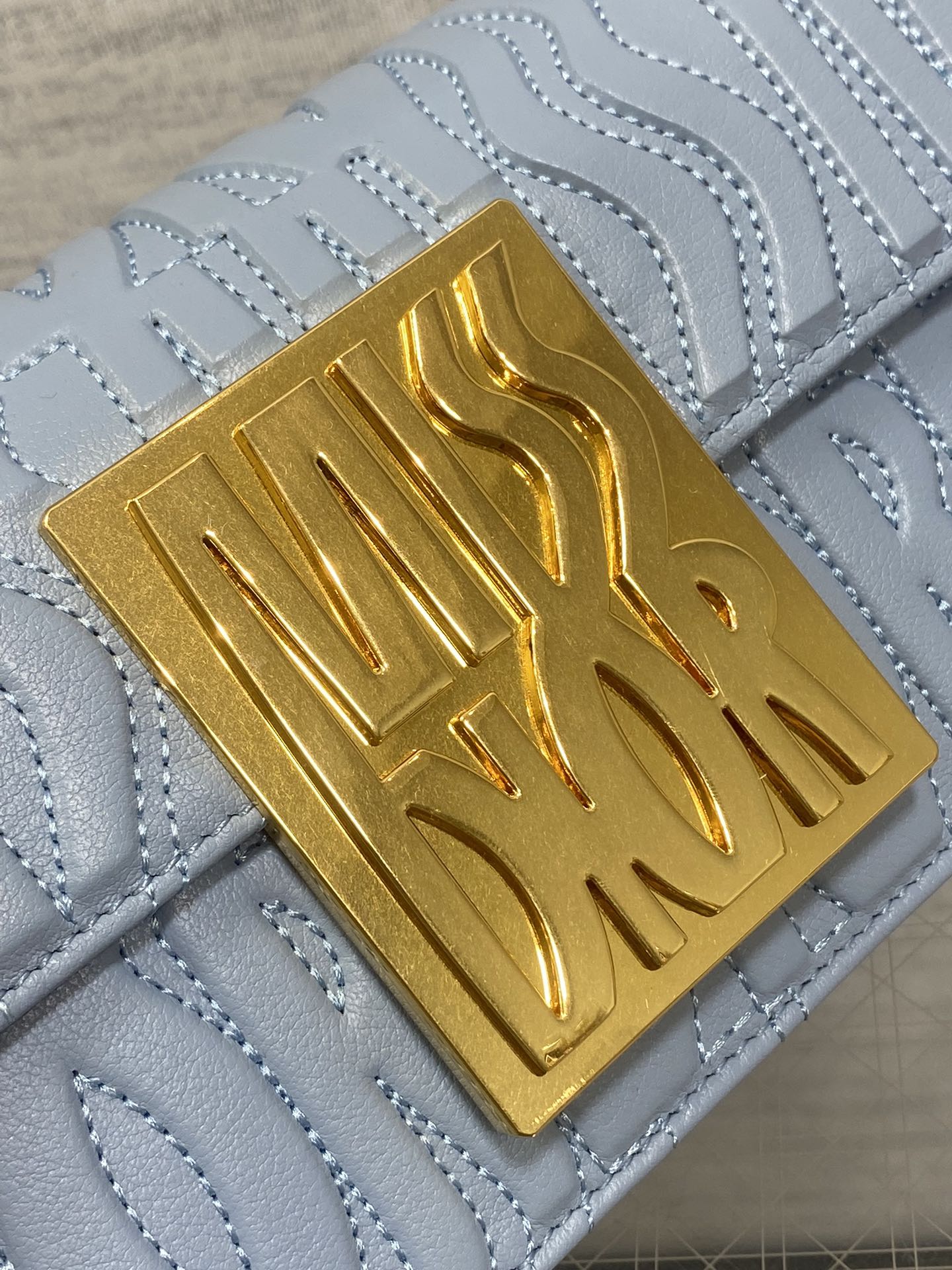 DIOR FLAP BAG 18 IN BABY BLUE QUILTED ALLOVER CALFSKIN