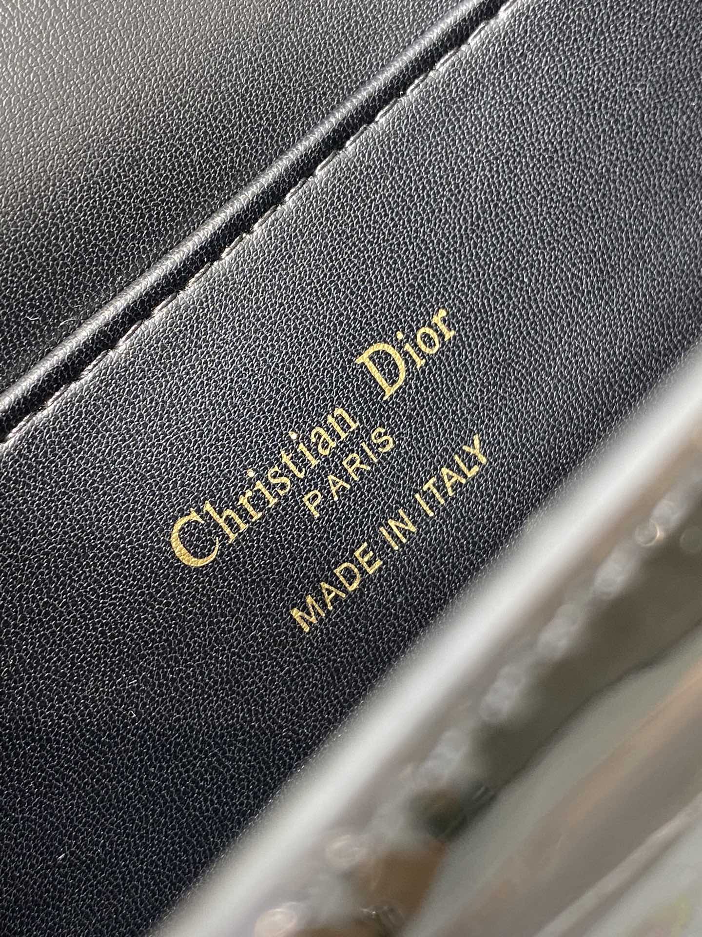 DIOR FLAP BAG 18 IN BLACK PATENT CALFSKIN