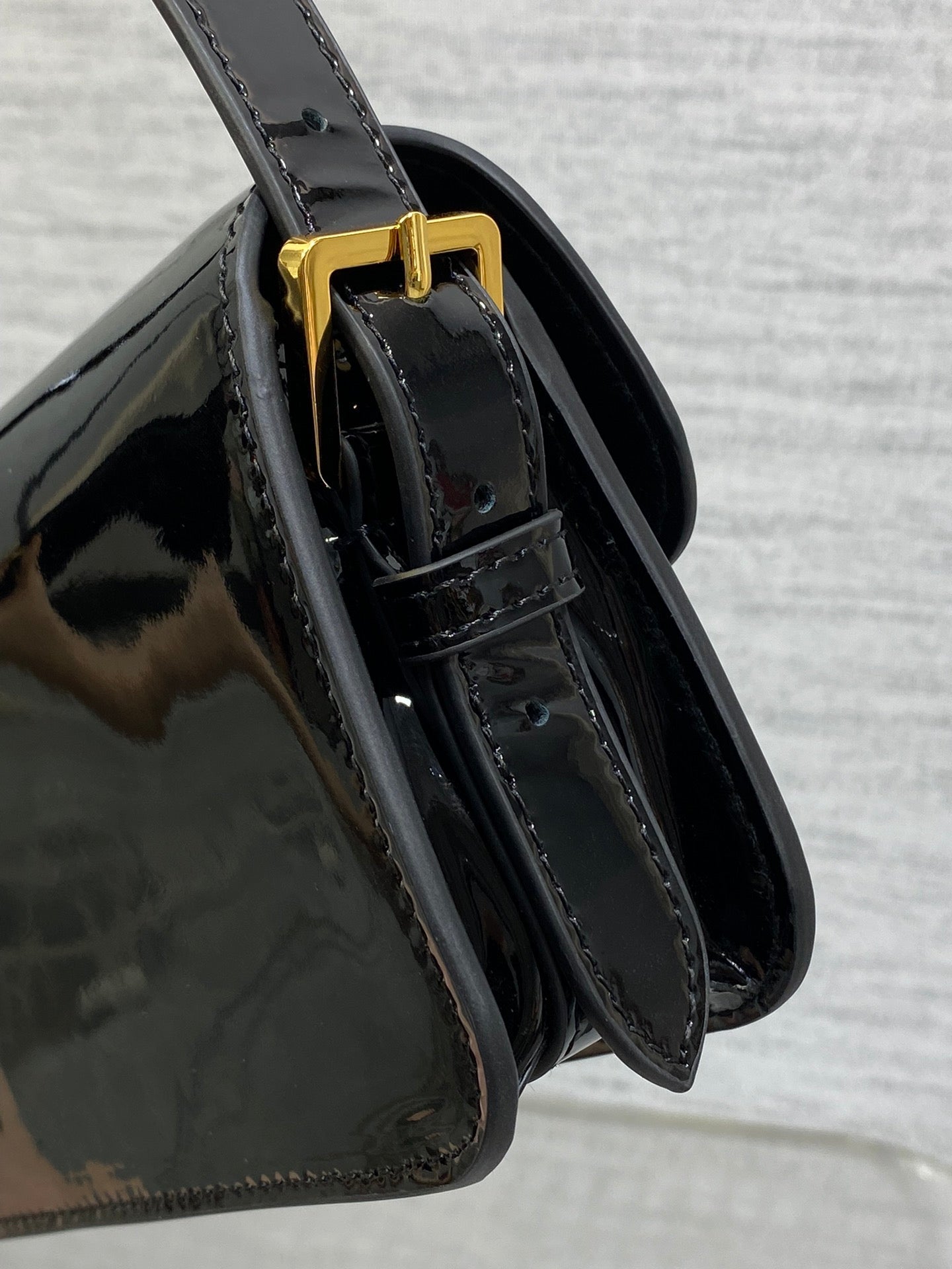 DIOR FLAP BAG 18 IN BLACK PATENT CALFSKIN