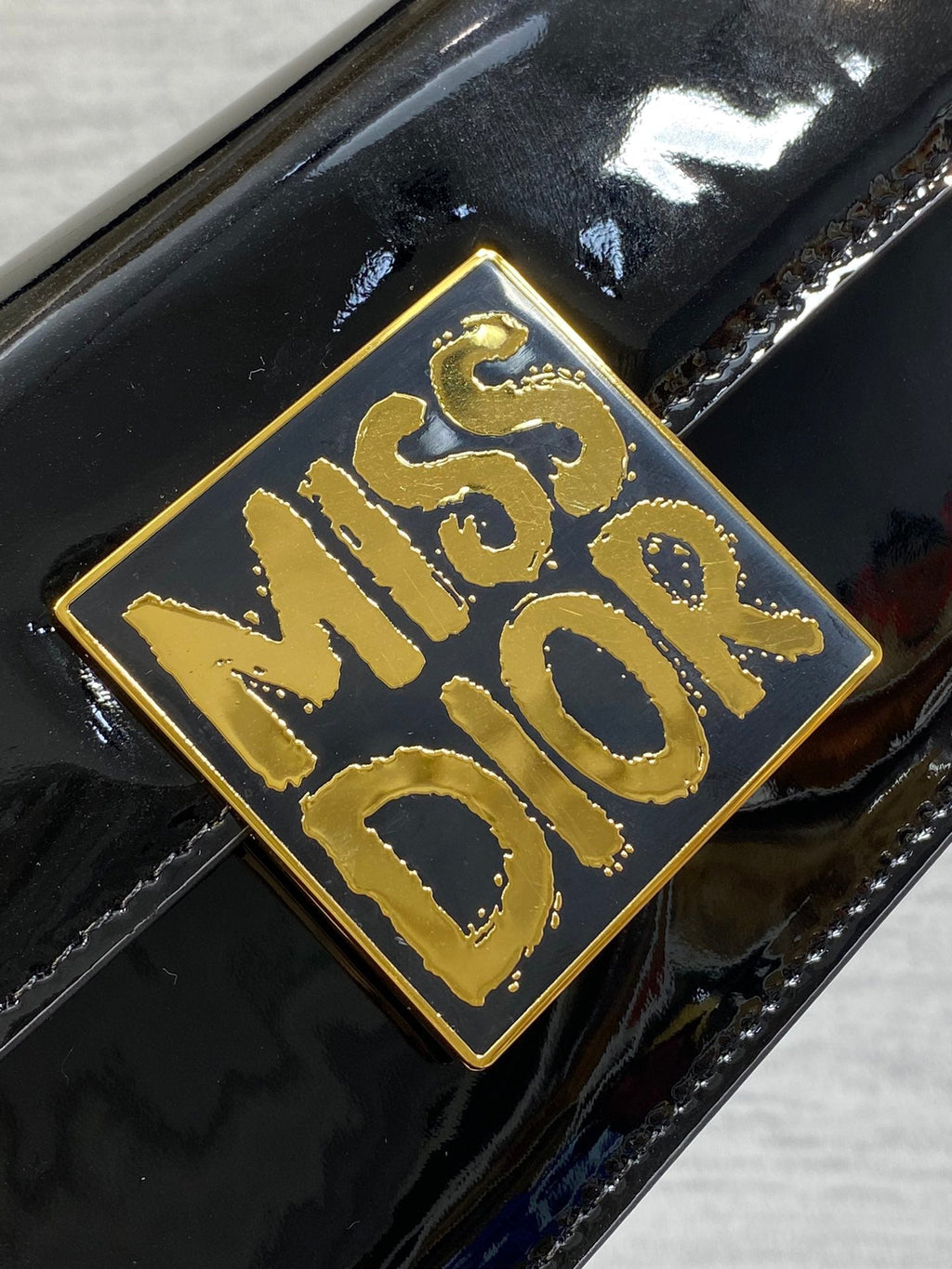 DIOR FLAP BAG 18 IN BLACK PATENT CALFSKIN