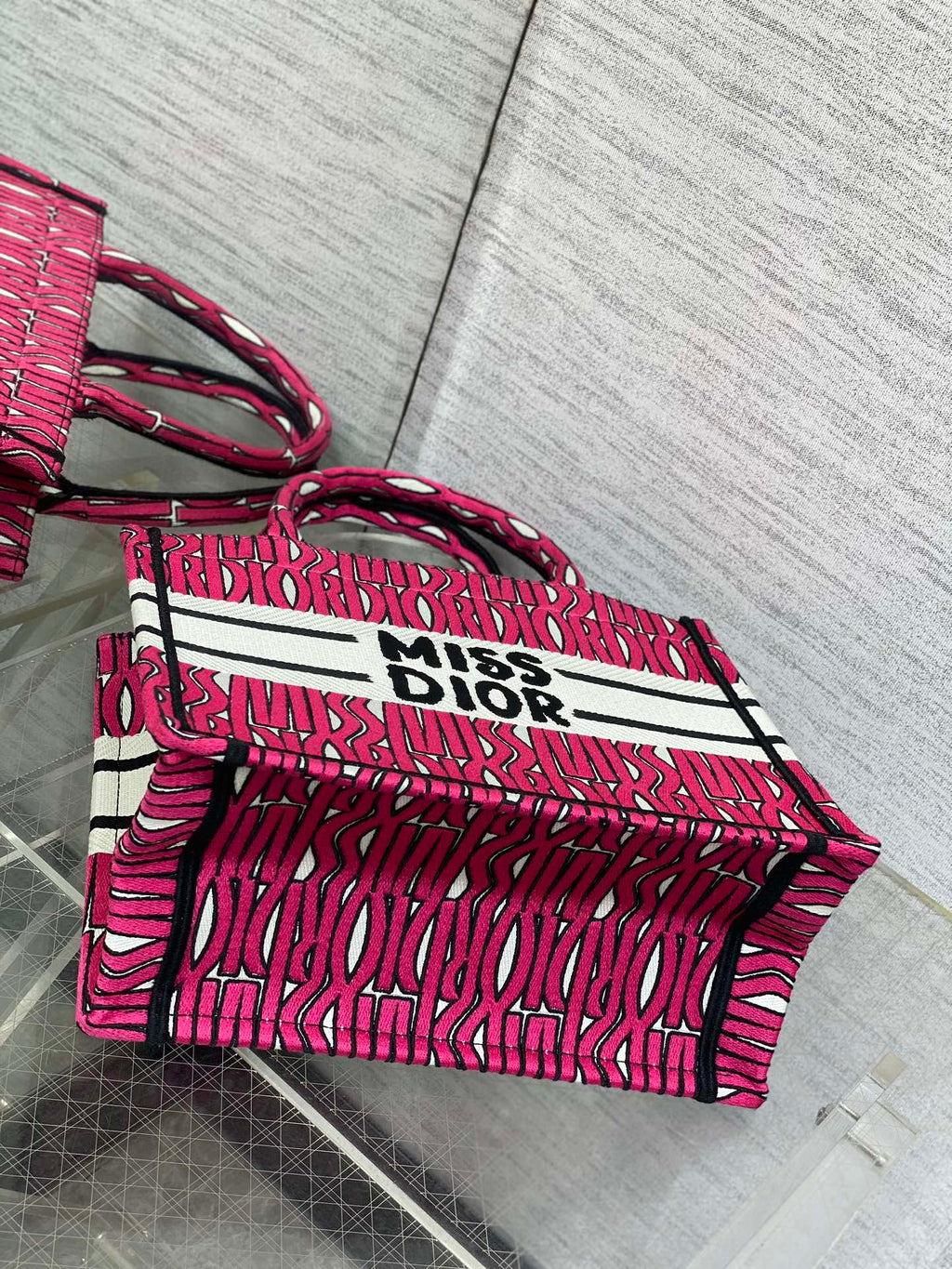 DIOR MISS TOTE 26 IN MAGENTA PURPLE CANVAS