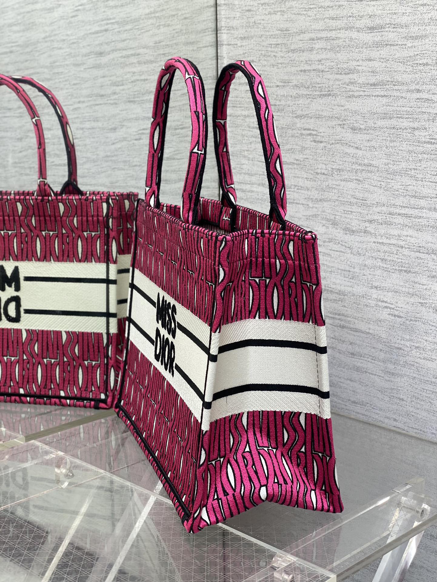 DIOR MISS TOTE 36 IN MAGENTA PURPLE CANVAS