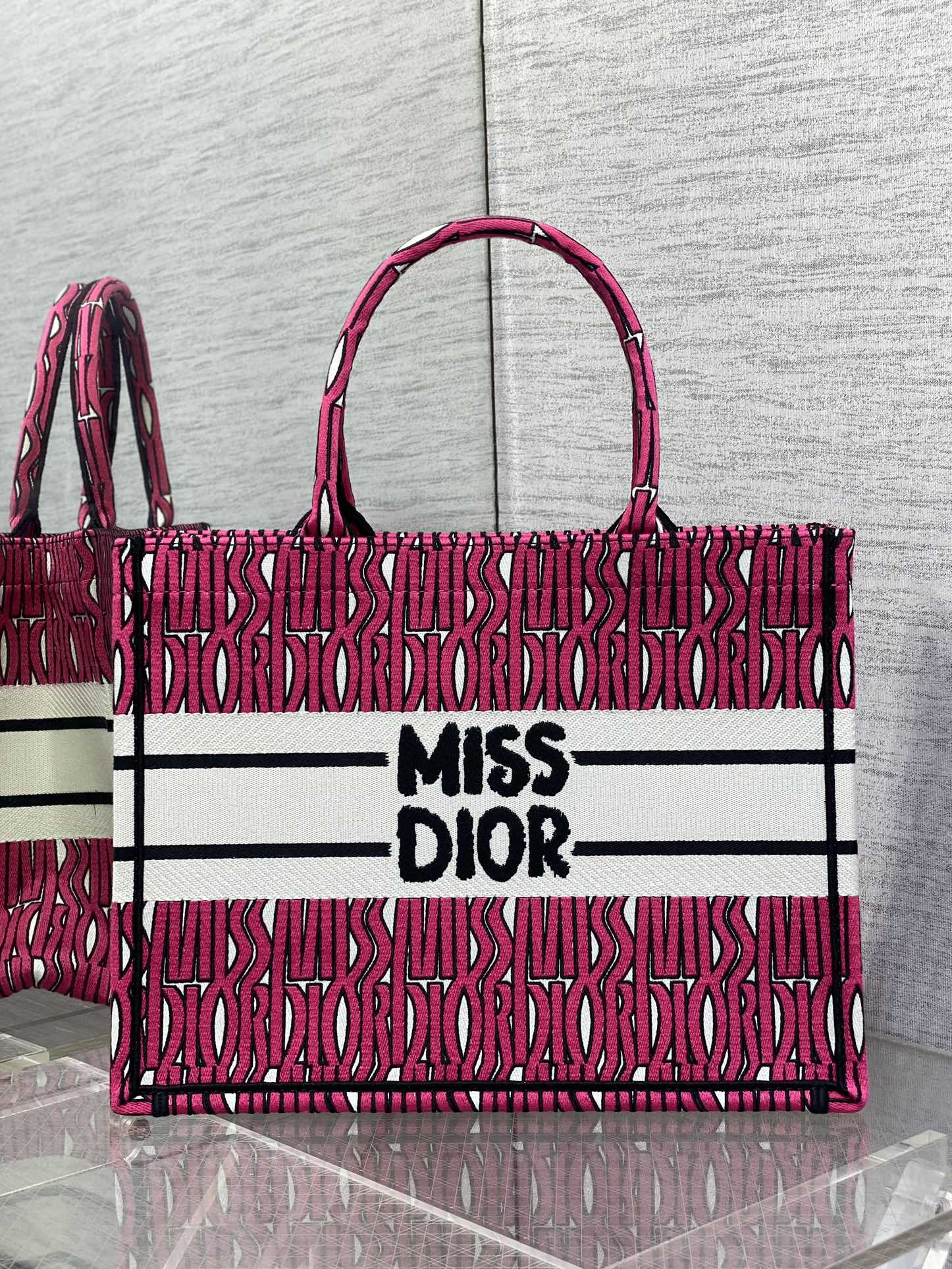 DIOR MISS TOTE 36 IN MAGENTA PURPLE CANVAS