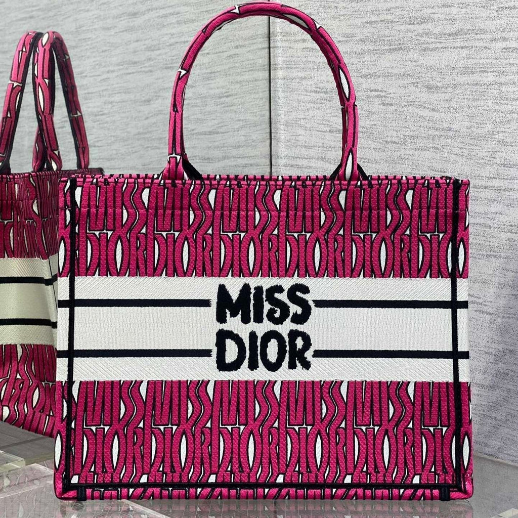 DIOR MISS TOTE 36 IN MAGENTA PURPLE CANVAS