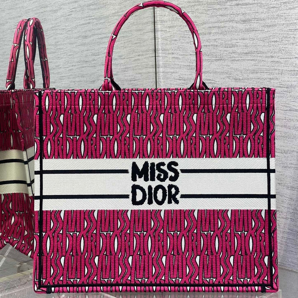 DIOR MISS LARGE TOTE 42 IN MAGENTA PURPLE CANVAS