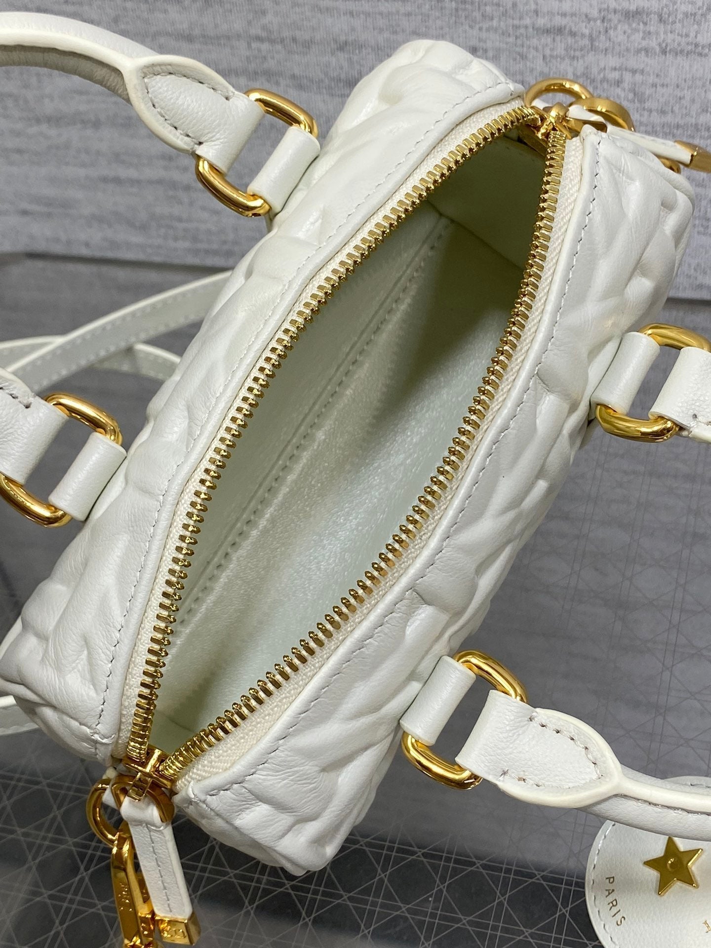 DIOR GROOVE 17 BAG IN WHITE MACROCANNAGE CALFSKIN WITH GOLD HARDWARE