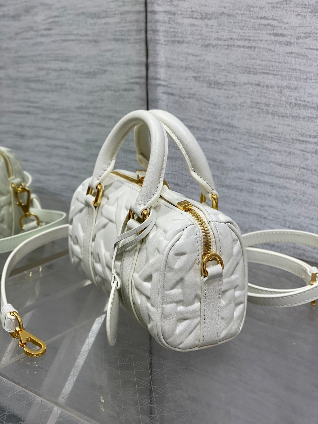 DIOR GROOVE 17 BAG IN WHITE MACROCANNAGE CALFSKIN WITH GOLD HARDWARE