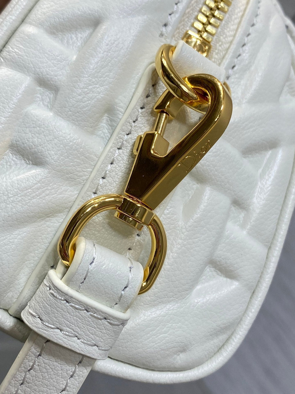 DIOR GROOVE 17 BAG IN WHITE MACROCANNAGE CALFSKIN WITH GOLD HARDWARE