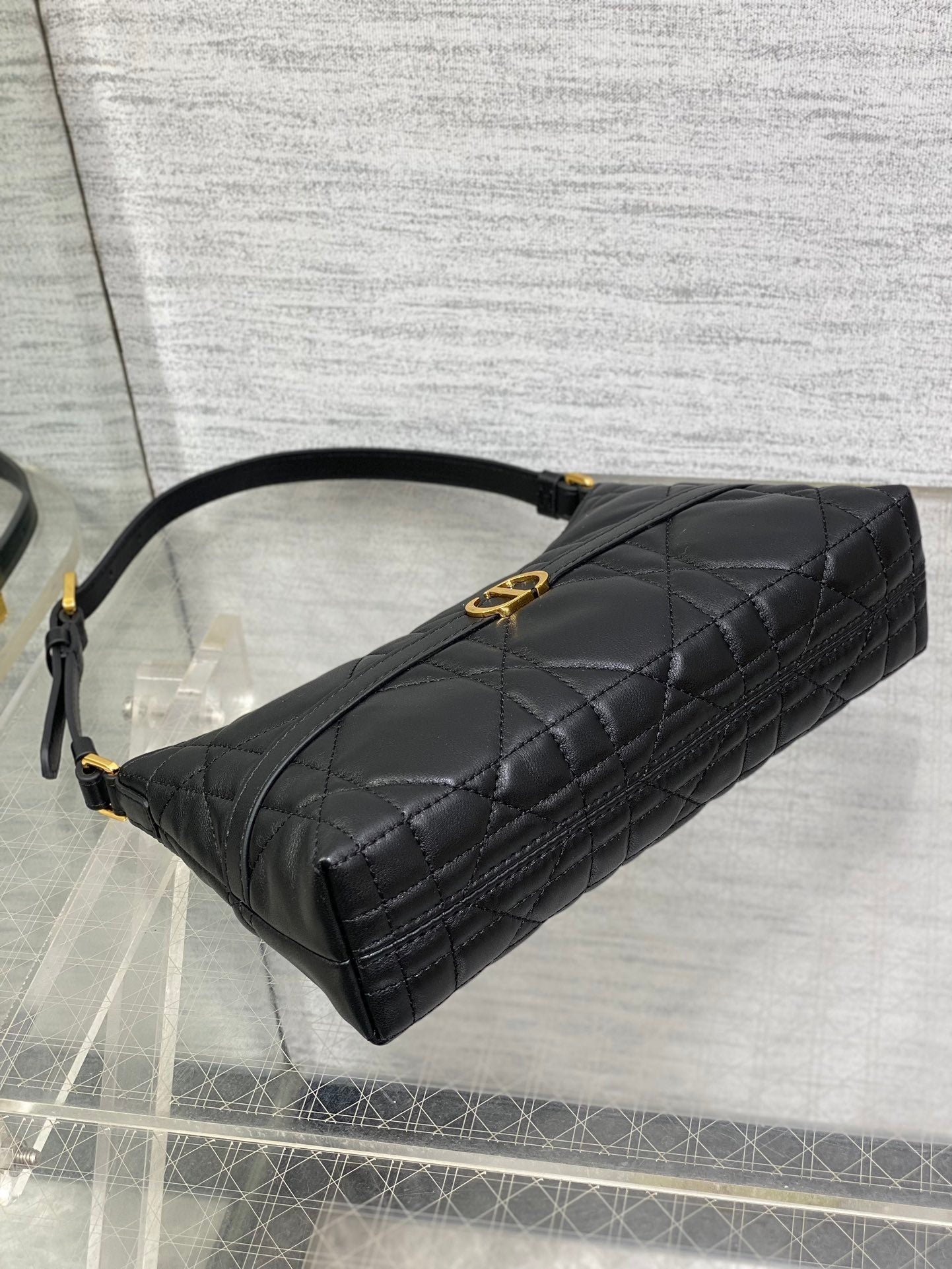 DIOR MISS CARO CIGALE MINI 18 BAG BLACK MACROCANNAGE LAMBSKIN