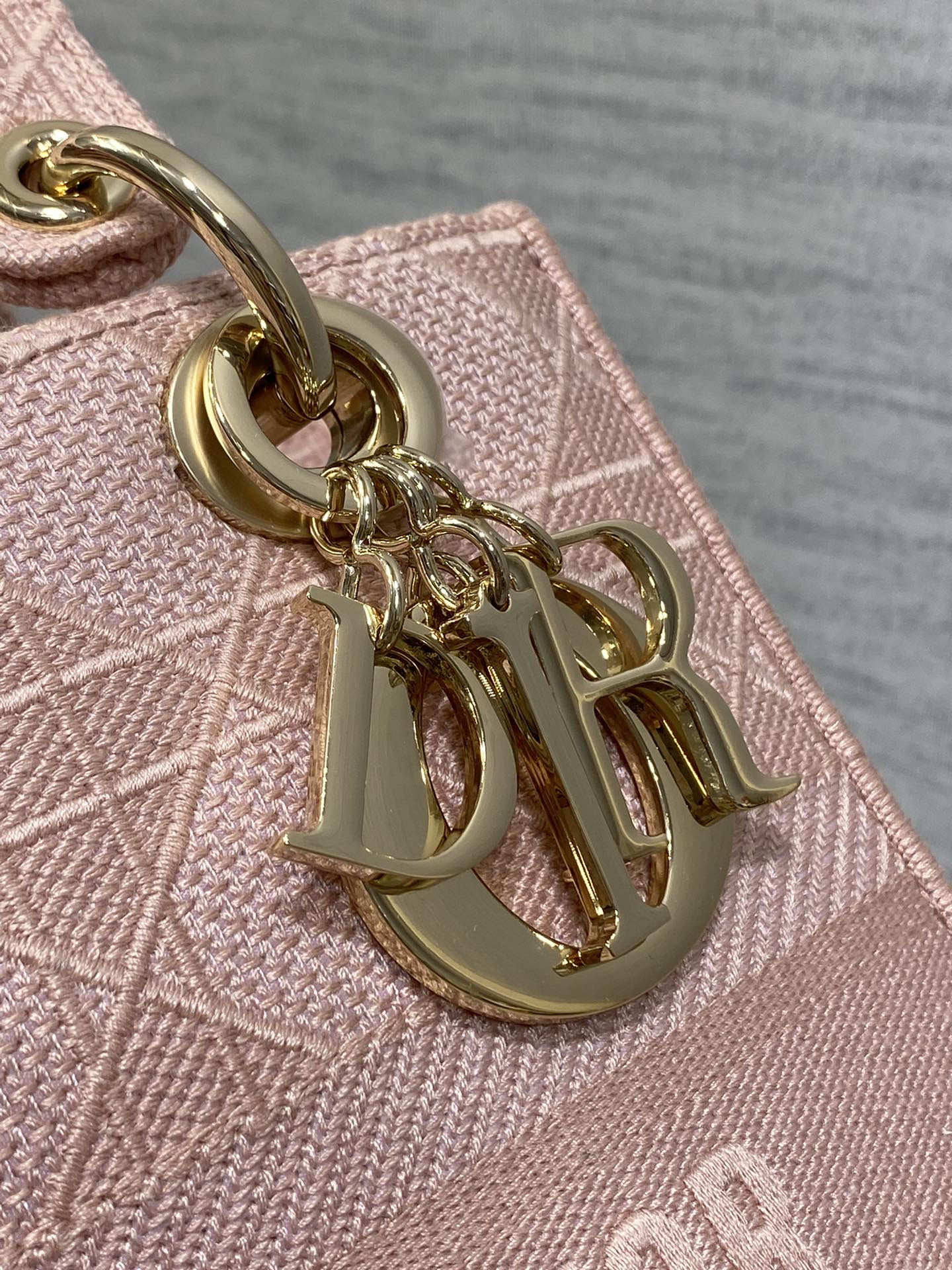 DIOR SMALL 24 LADY BAG IN PASTEL PINK CANVAS