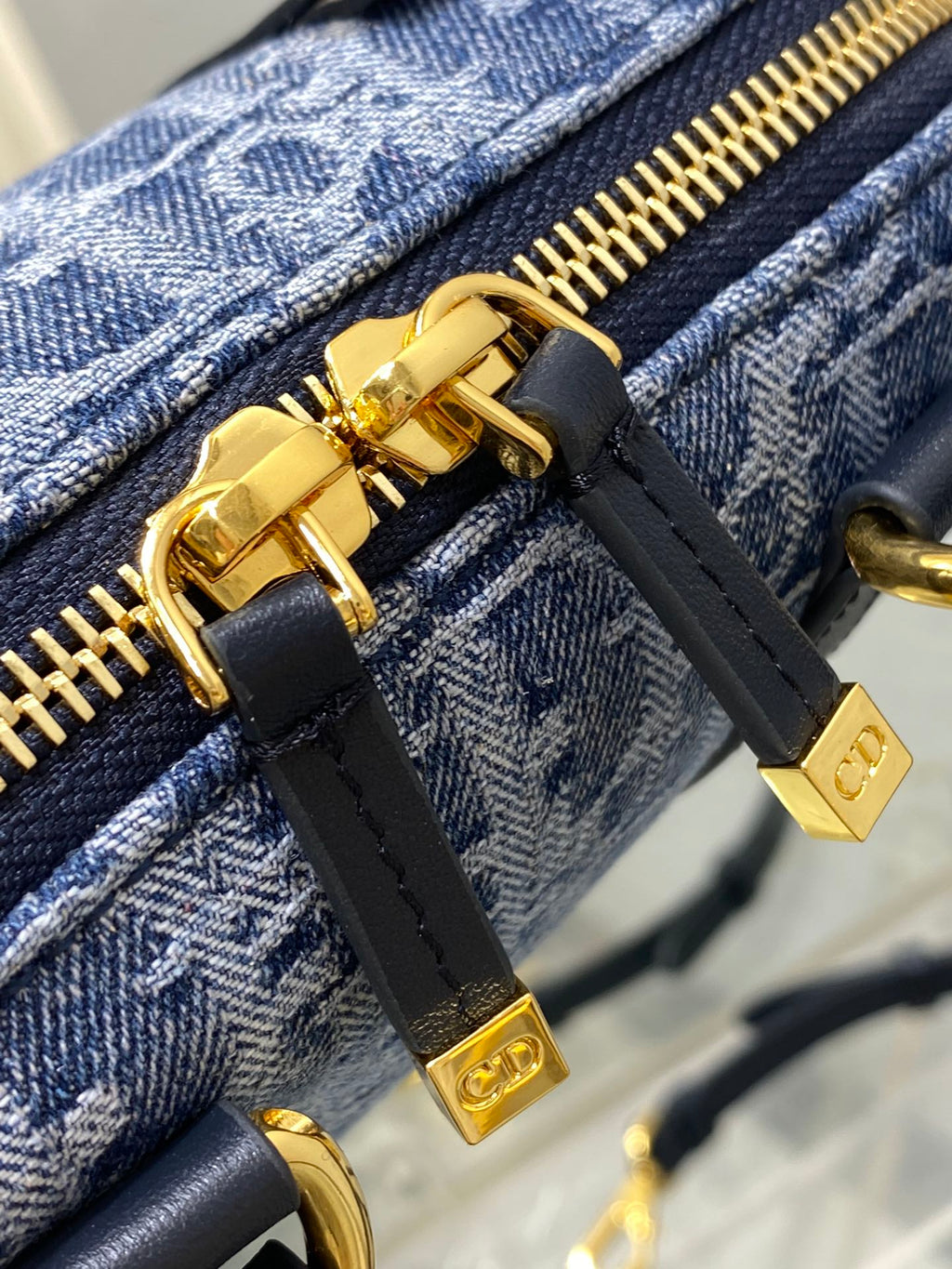 DIOR GROOVE MINI 17 BAG IN DENIM BLUE OBLIQUE MONOGRAM JACQUARD