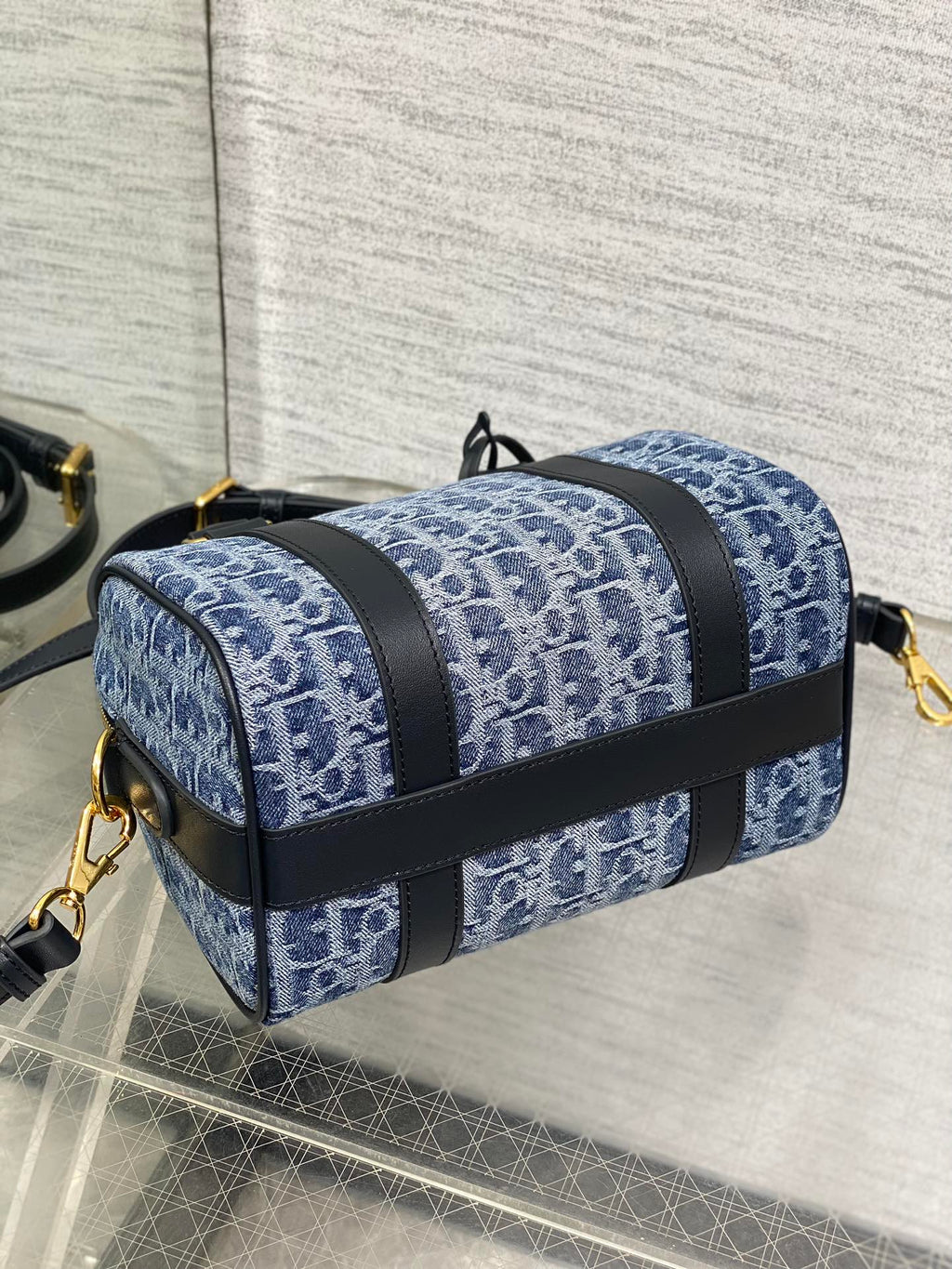 DIOR GROOVE 20 BAG IN DENIM BLUE OBLIQUE MONOGRAM JACQUARD