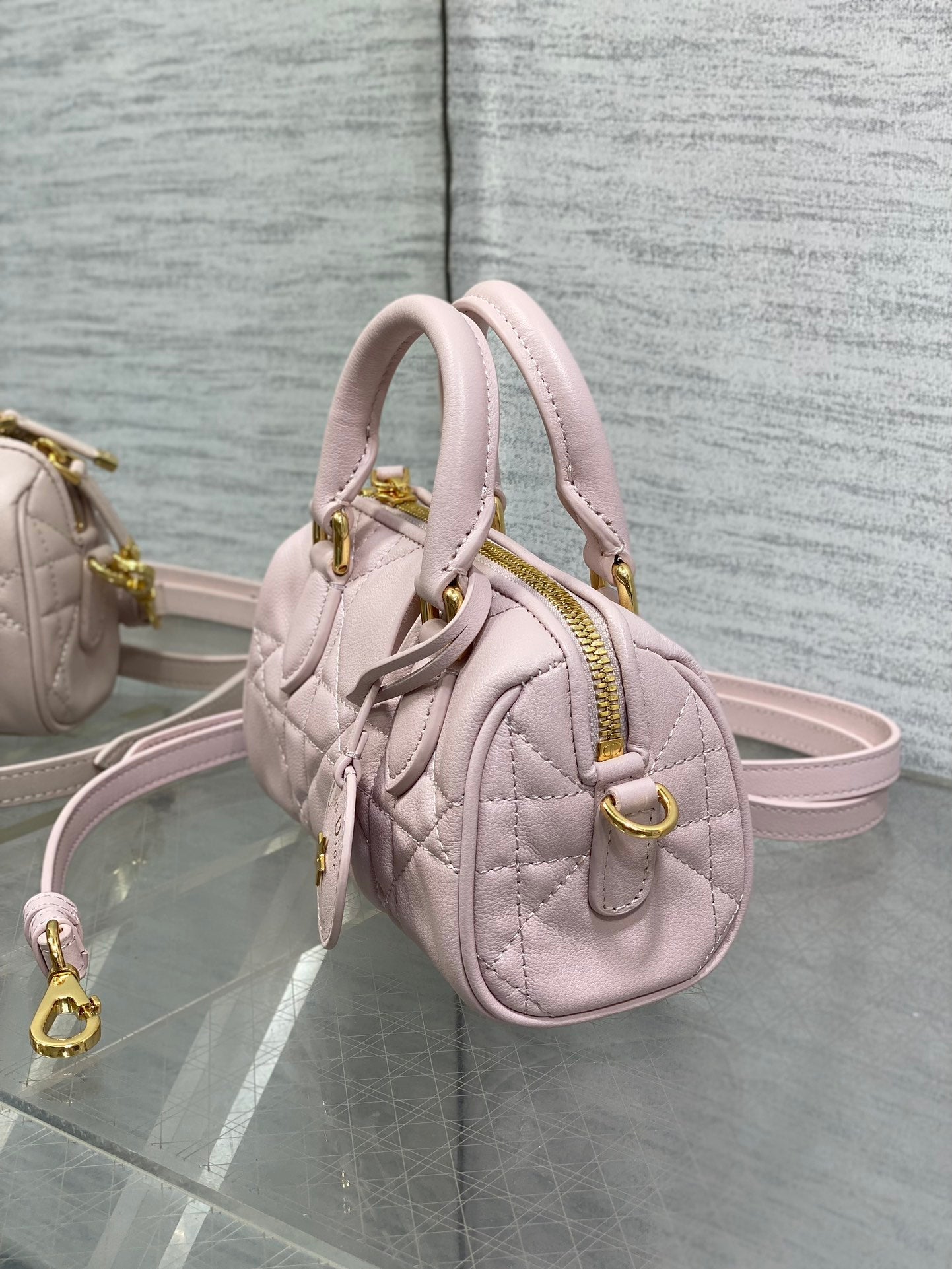 DIOR GROOVE MINI 17 BAG IN LIGHT PINK LAMBSKIN