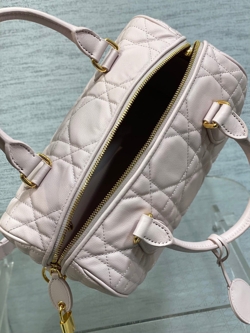 DIOR GROOVE 25 BAG IN LIGHT PINK LAMBSKIN