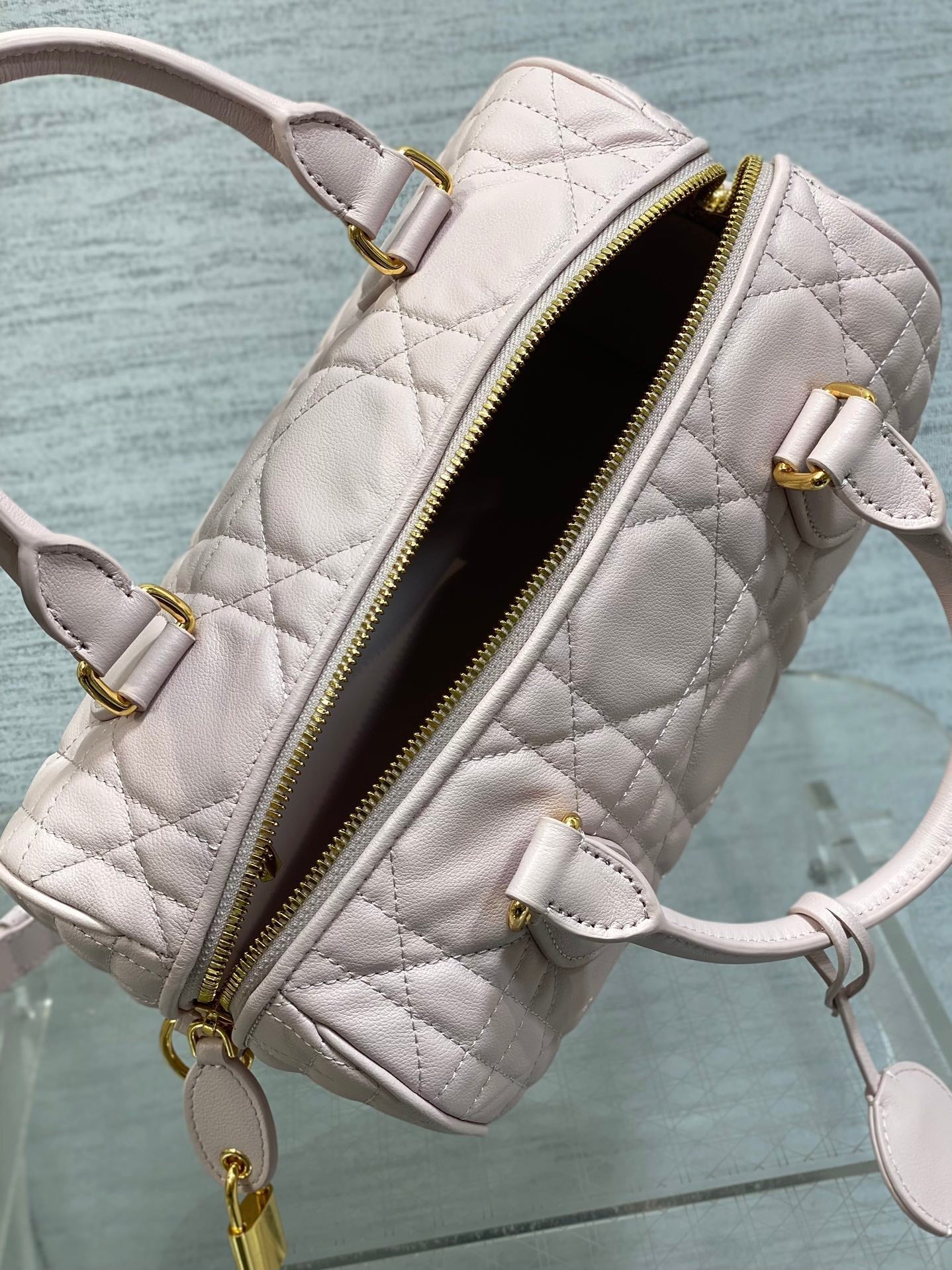 DIOR GROOVE 25 BAG IN LIGHT PINK LAMBSKIN