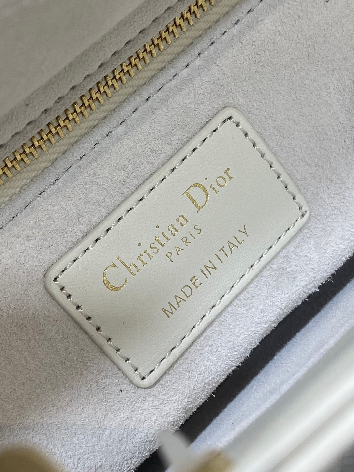 DIOR SMALL 20 LADY BAG IN WHITE MACROCANNAGE LAMBSKIN WITH GOLD HARDWARE