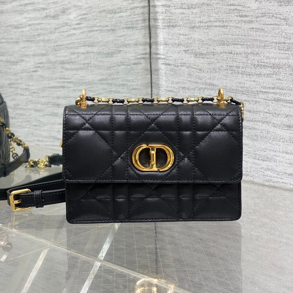 DIOR MISS CARO MINI 17 BAG IN BLACK MACROCANNAGE LAMBSKIN
