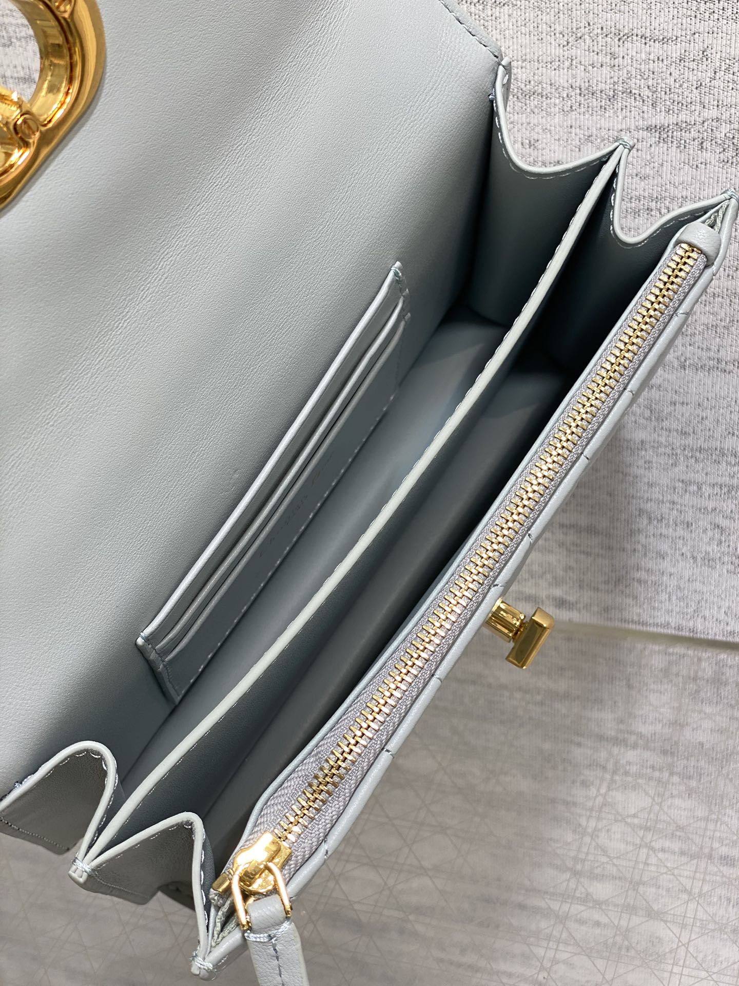 DIOR MISS CARO MINI 17 BAG IN CHROME GRAY MACROCANNAGE LAMBSKIN