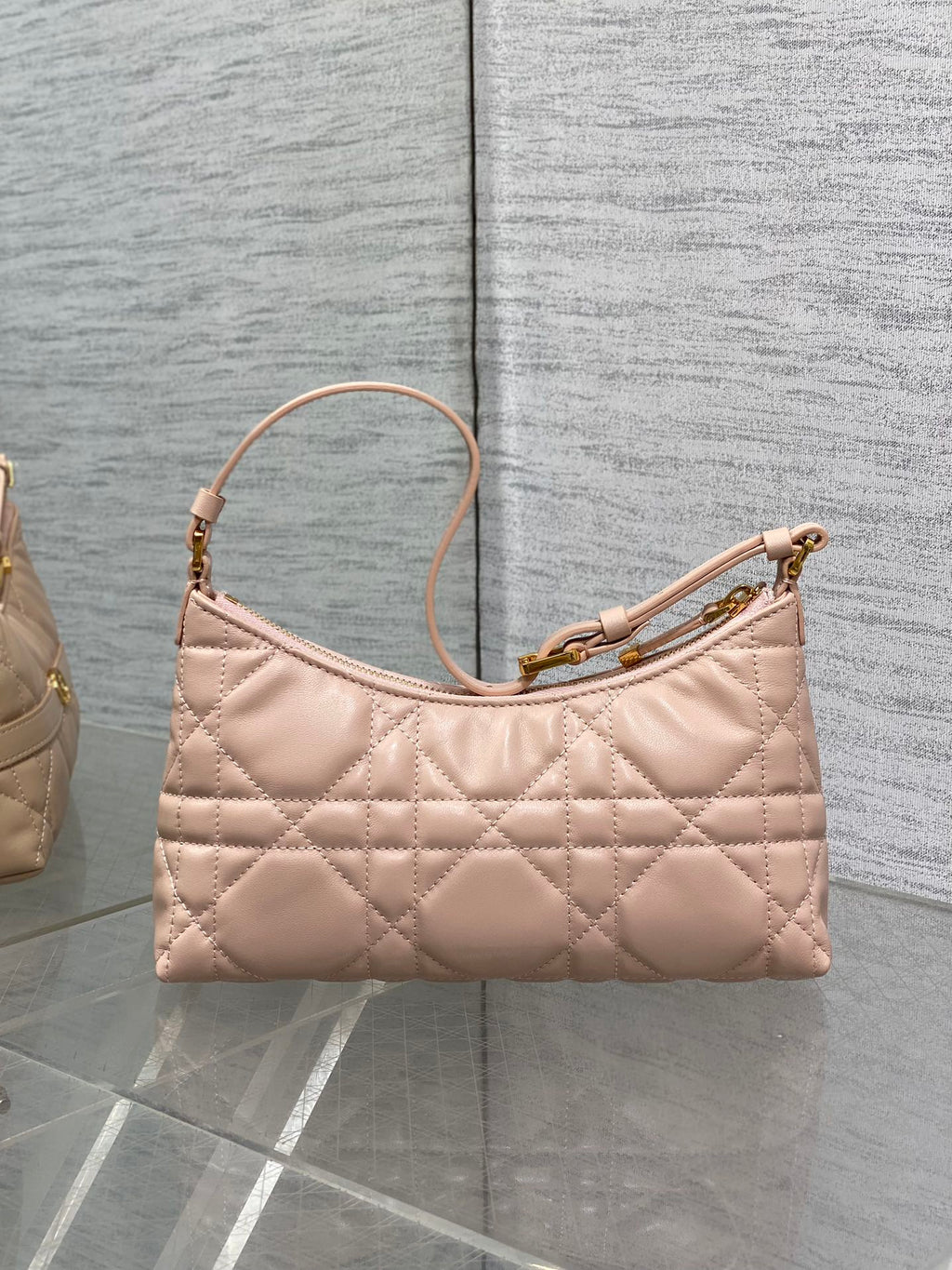 DIOR MISS CARO CIGALE MINI 24 BAG IN POWDER PINK MACROCANNAGE LAMBSKIN