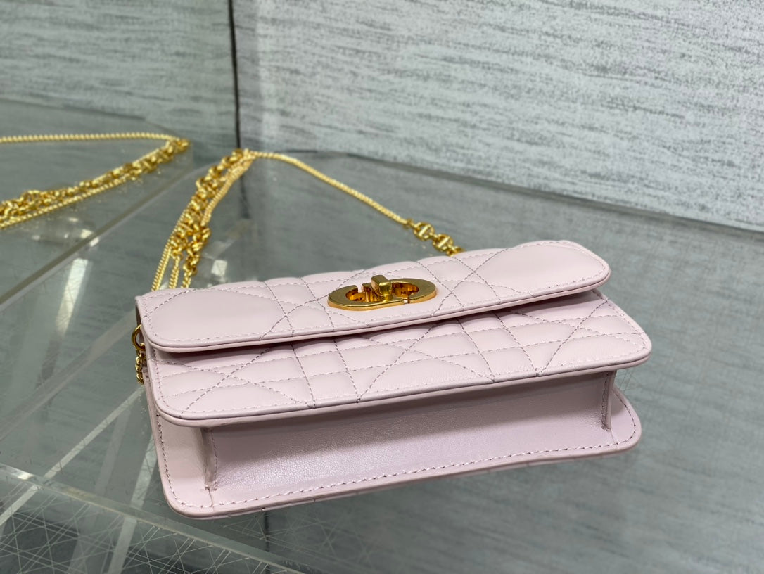 DIOR MONTAIGNE AVENUE MINI 19 BAG IN LIGHT PINK CALFSKIN WITH GOLD HARDWARE