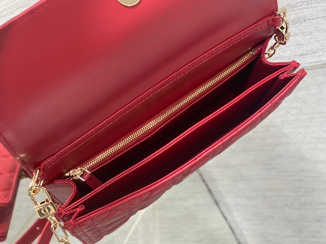 DIOR MINI BAG 24 IN RUBBY RED PATENT CANNAGE CALFSKIN