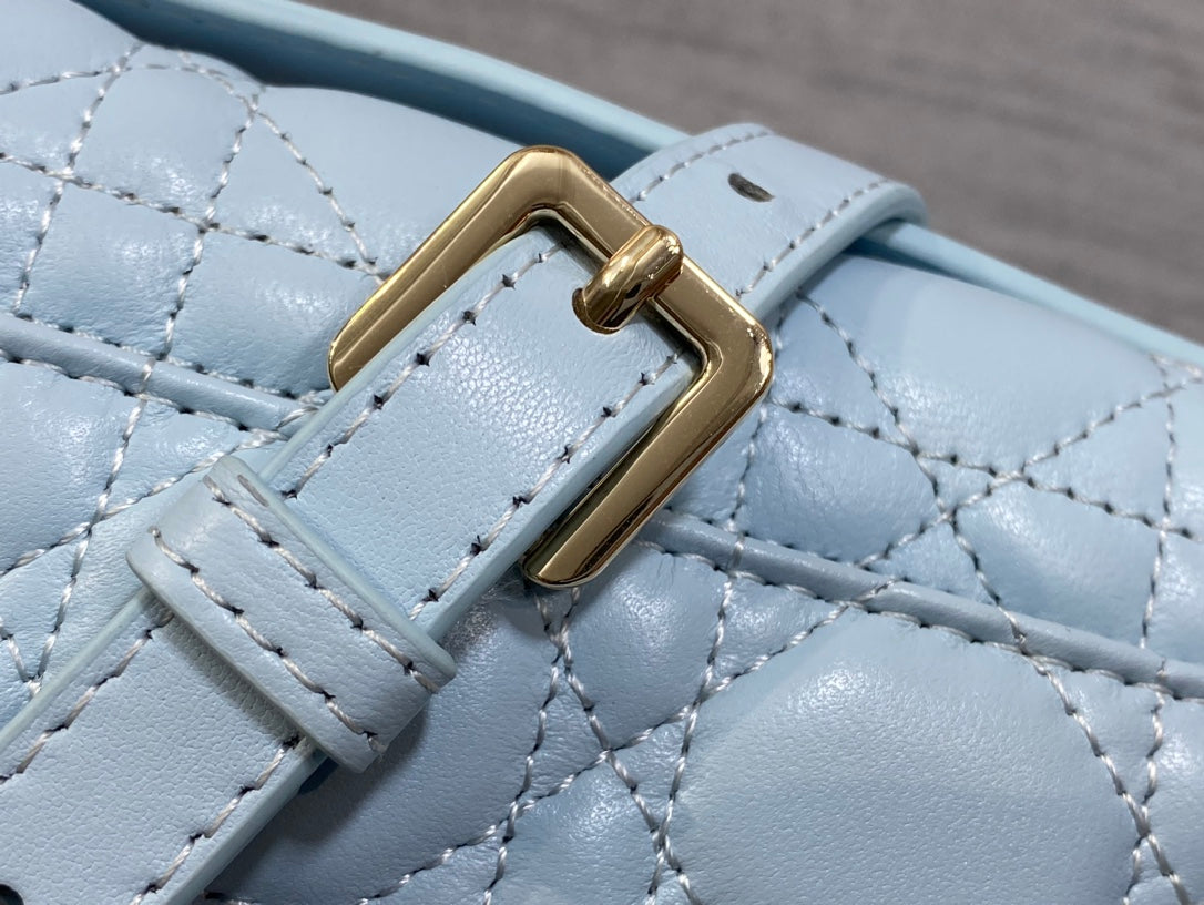 DIOR MINI BAG 24 IN LIGHT BLUE PATENT CANNAGE CALFSKIN