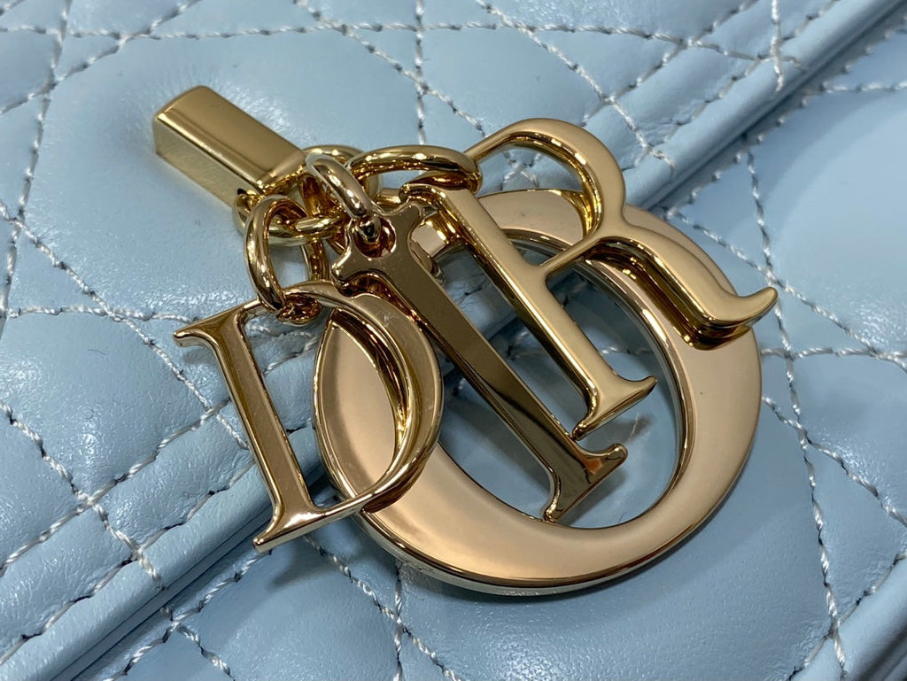 DIOR MINI BAG 24 IN LIGHT BLUE PATENT CANNAGE CALFSKIN
