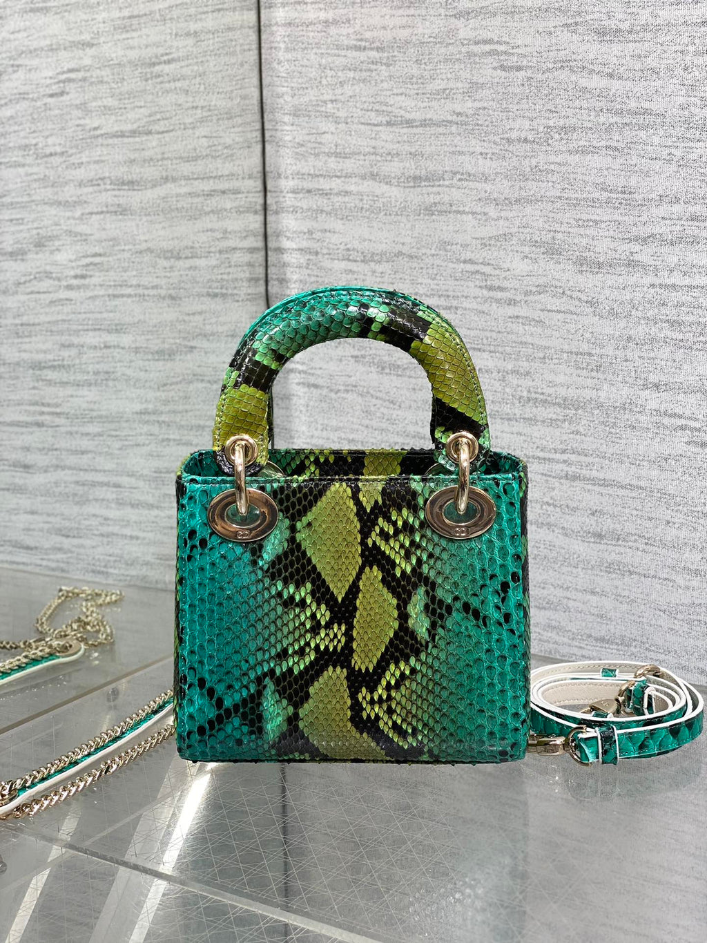 DIOR MINI 17 LADY BAG IN COLORFUL SNAKESKIN PATTERN LAMBSKIN 225963