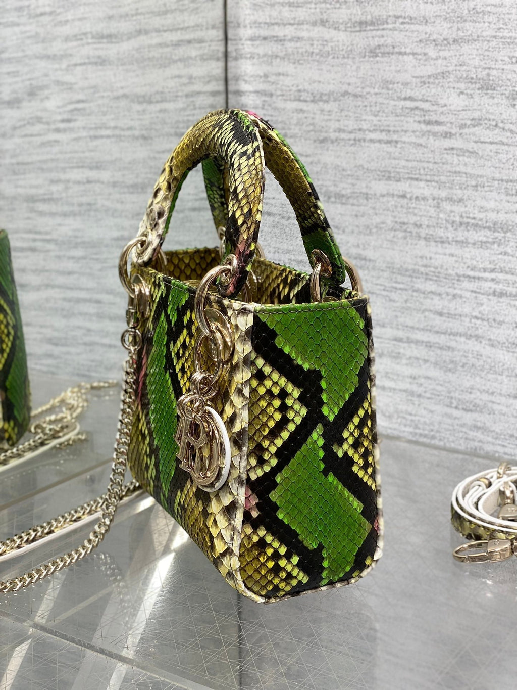 DIOR MINI 17 LADY BAG IN COLORFUL SNAKESKIN PATTERN LAMBSKIN 225975