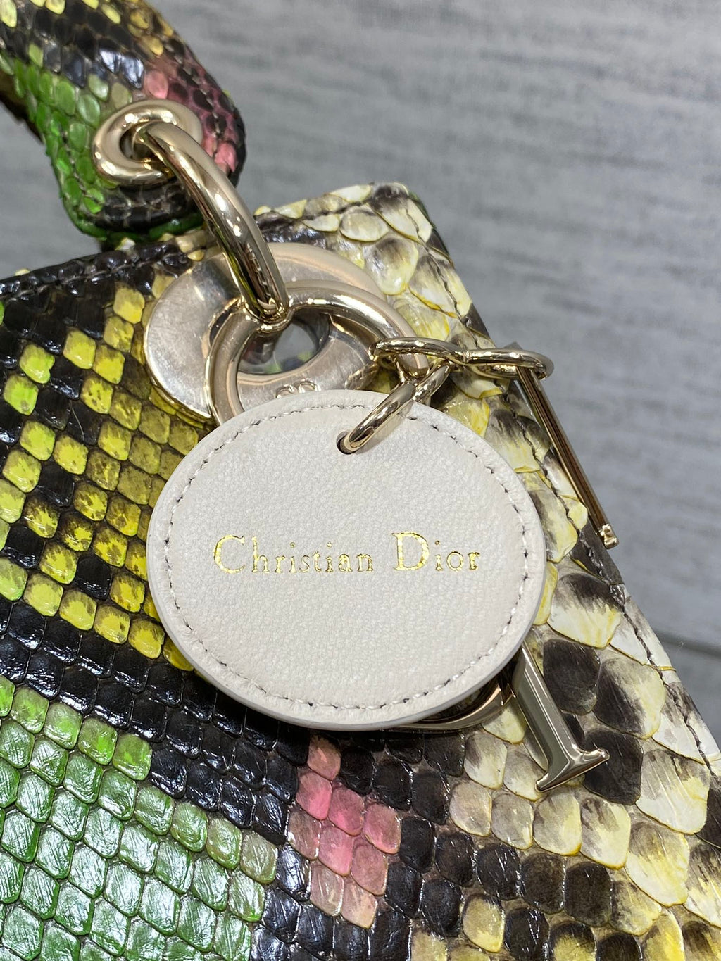 DIOR MINI 17 LADY BAG IN COLORFUL SNAKESKIN PATTERN LAMBSKIN 225975
