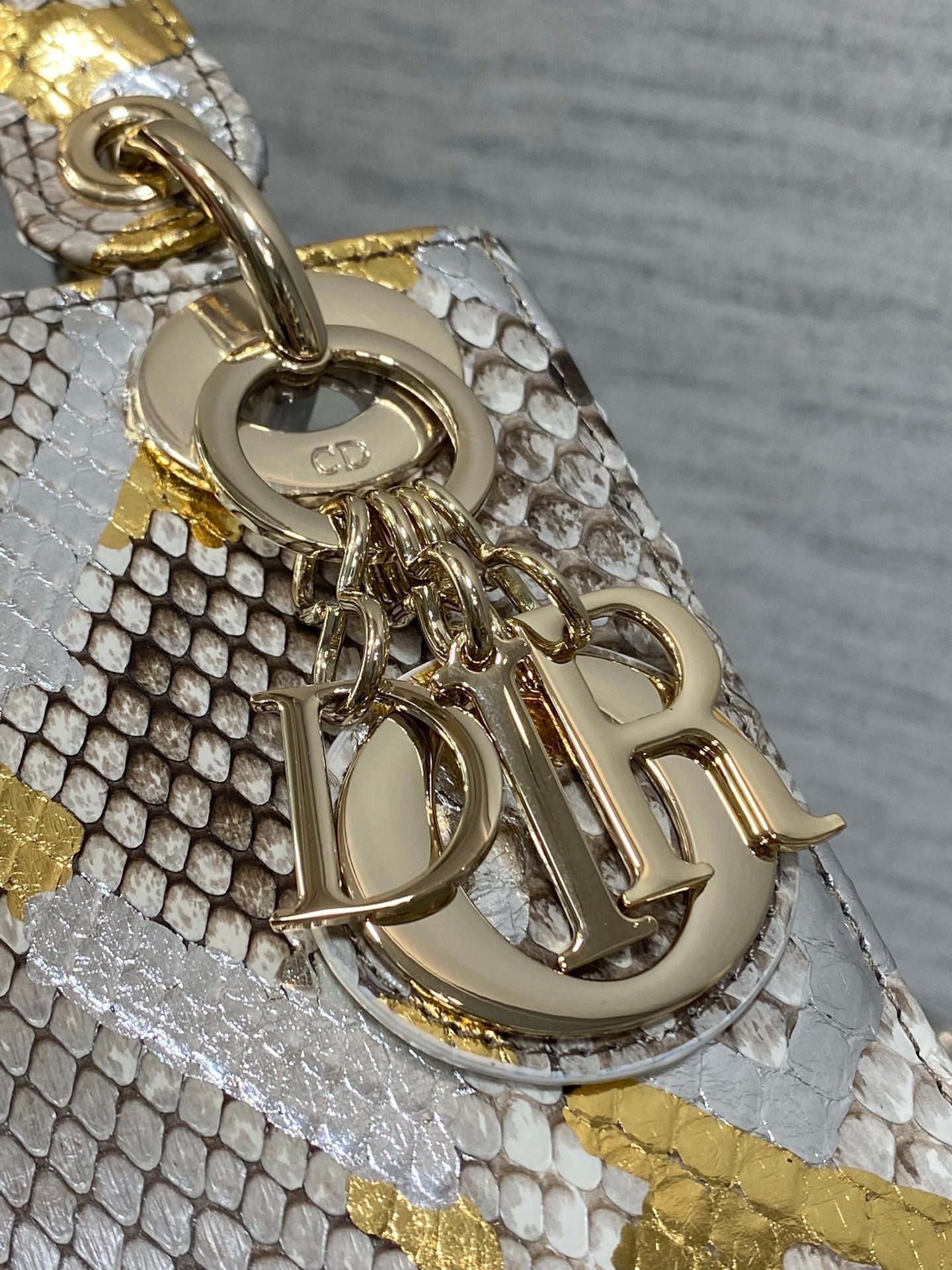 DIOR MINI 17 LADY BAG IN COLORFUL SNAKESKIN PATTERN LAMBSKIN 225983