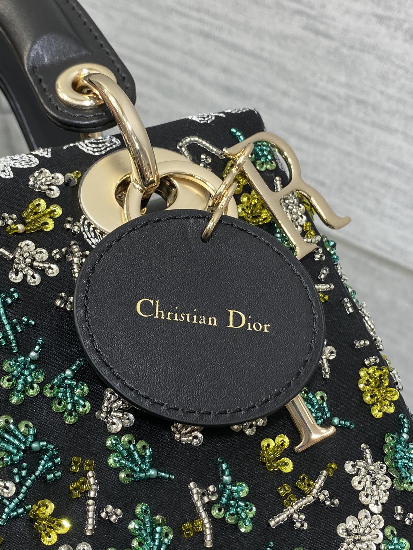DIOR SMALL 20 BAG BLACK LAMBSKIN WITH SHOOTING STAR EMBROIDERY WOMEN 226114