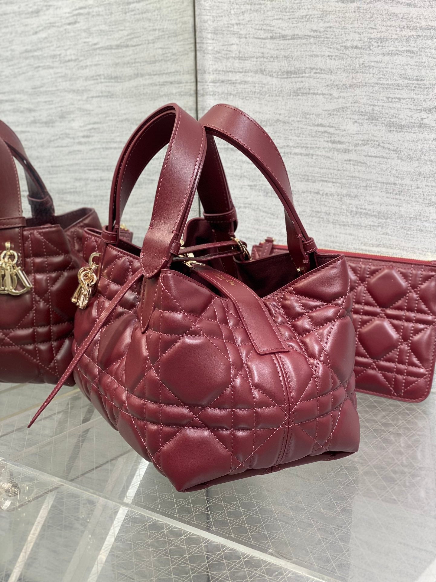DIOR ALWAYS MINI 23 BAG IN BURGUNDY RED MACROCANNAGE CALFSKIN