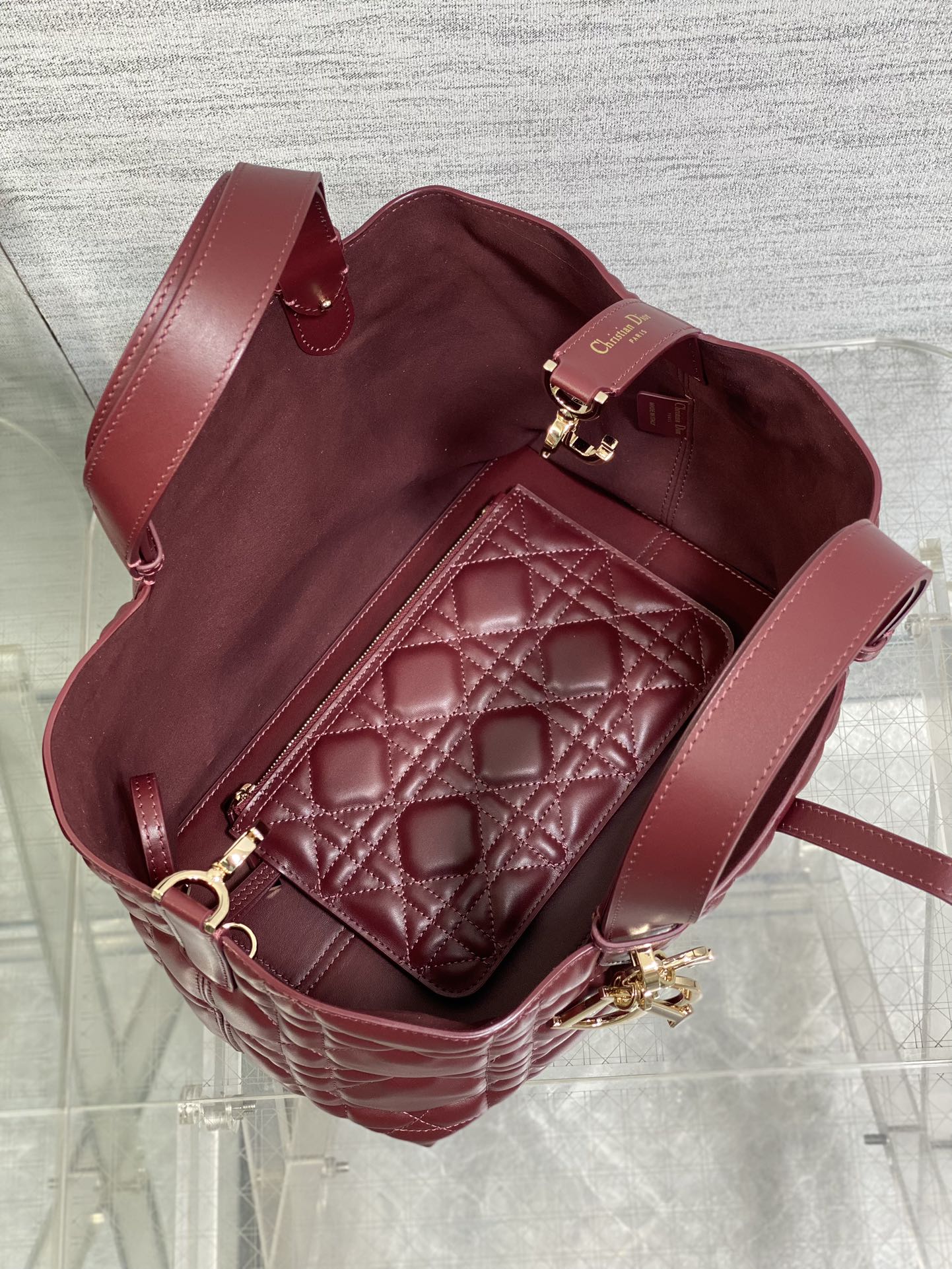 DIOR ALWAYS MEDIUM 28 BAG IN BURGUNDY RED MACROCANNAGE CALFSKIN