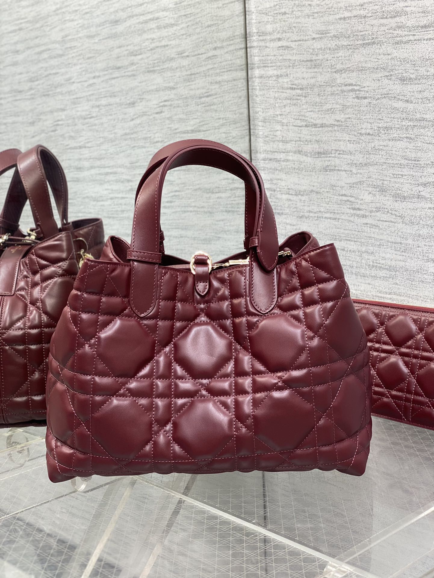 DIOR ALWAYS MEDIUM 28 BAG IN BURGUNDY RED MACROCANNAGE CALFSKIN