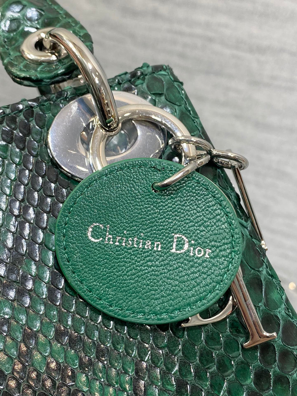 DIOR MINI 17 LADY BAG IN GREEN FOREST MIX BLACK SNAKESKIN PATTERN LAMBSKIN