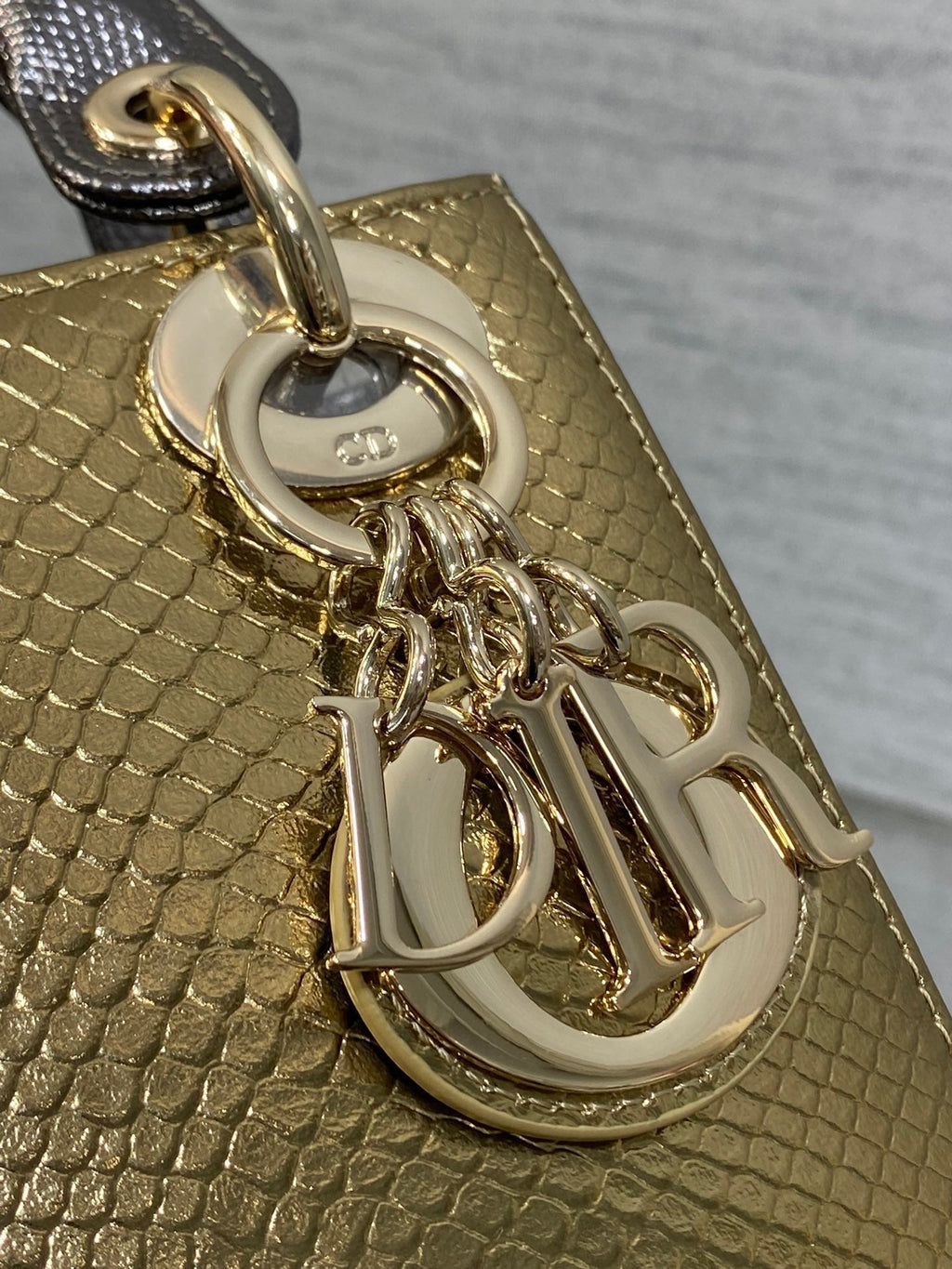 DIOR MINI 17 LADY BAG IN GOLD METALLIC LAMBSKIN